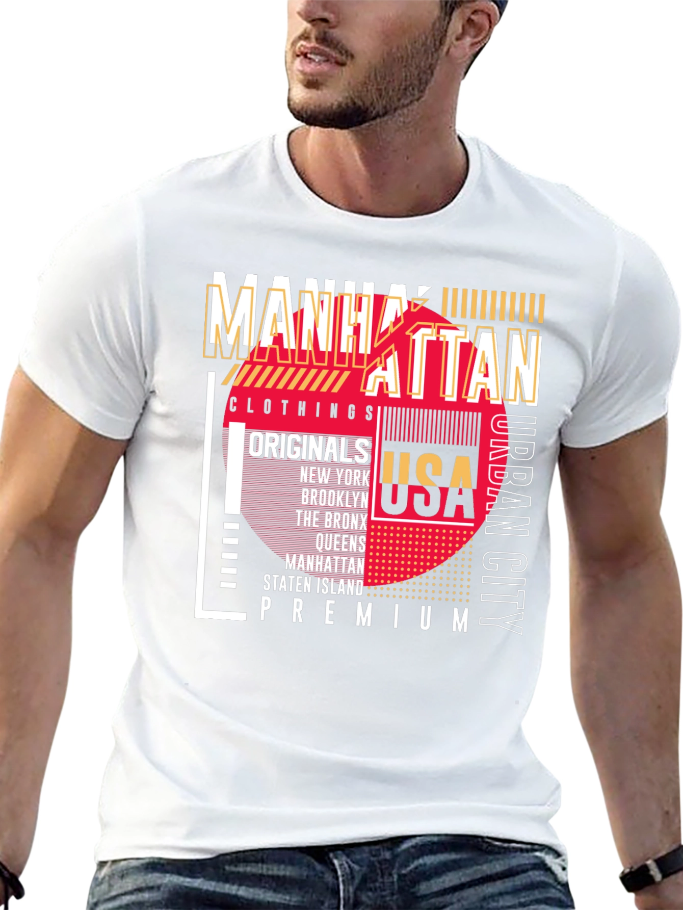 Manhattan USA Graphic Print Black T-Shirt
