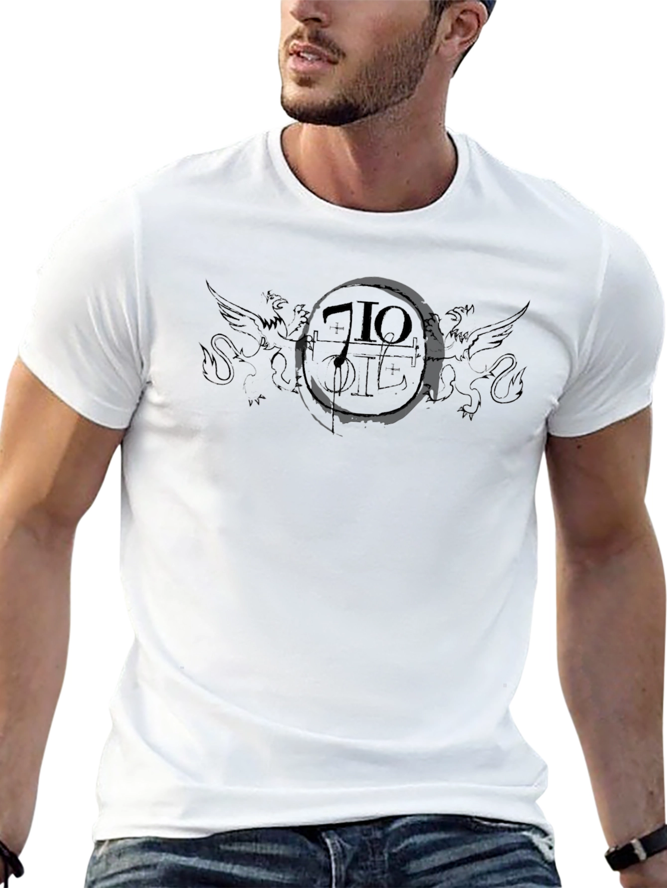 Mens Black Graphic Print T-Shirt