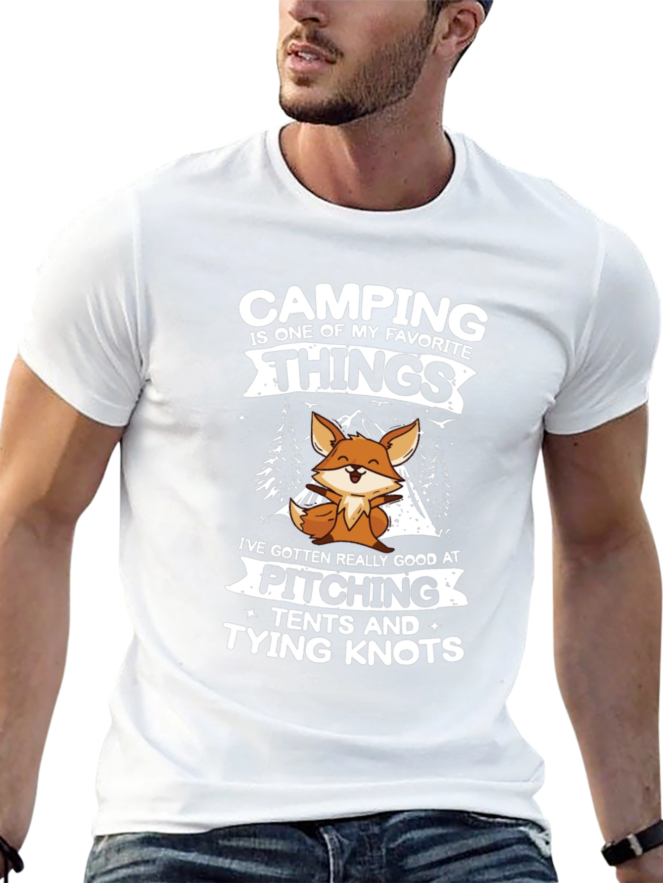 Camping Fox T-Shirt Pitching Tents & Tying Knots