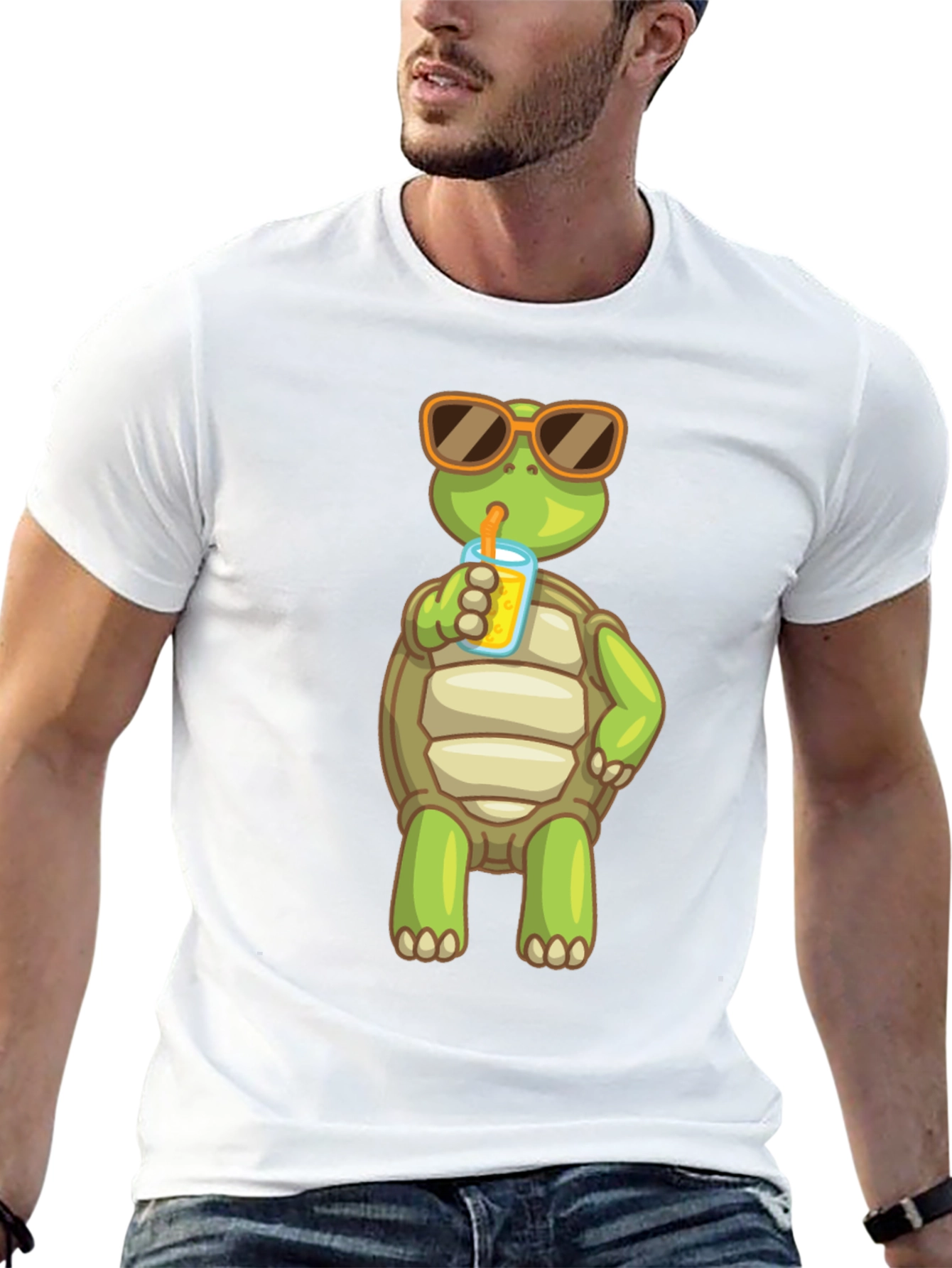 Turtle Sipping Juice Graphic Tee