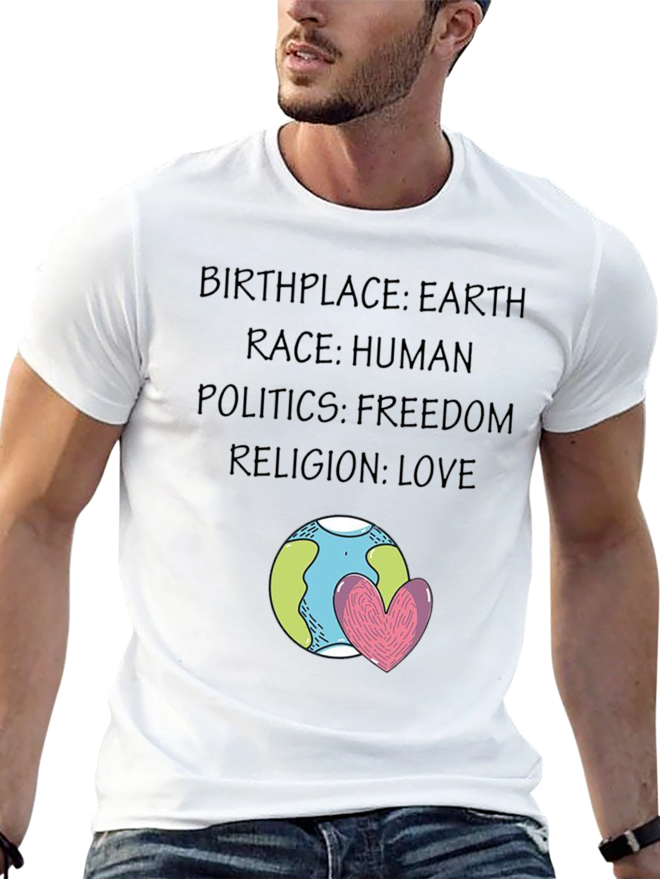 Earth Love T-Shirt - Unity Freedom & Peace Design