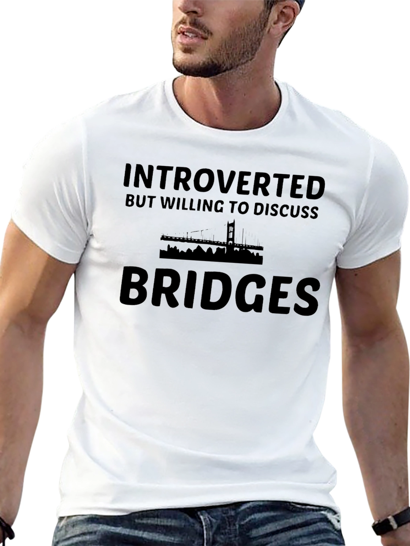 Introverted Bridges Graphic T-Shirt - Black