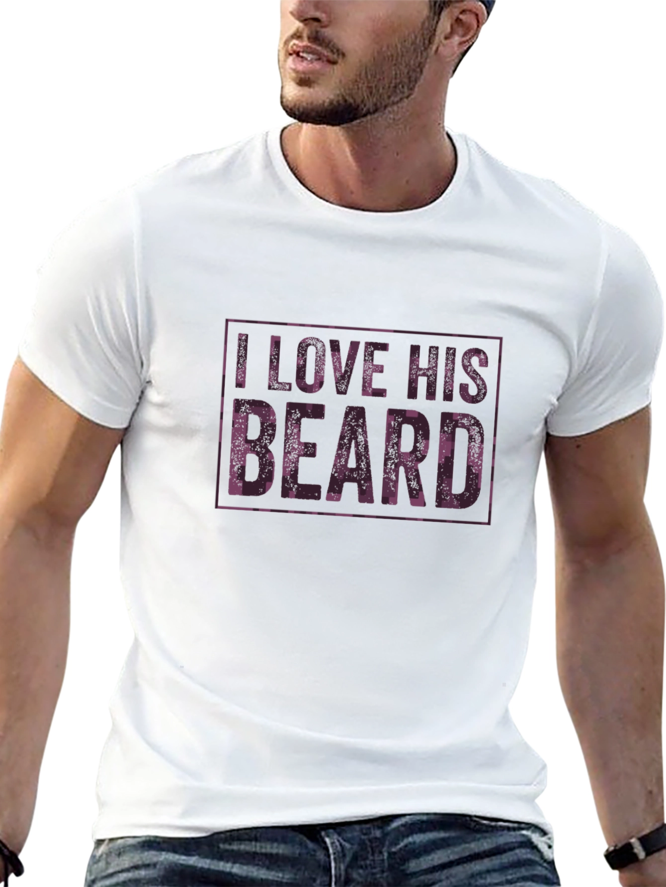 I Love His Beard Graphic Tee - Black
