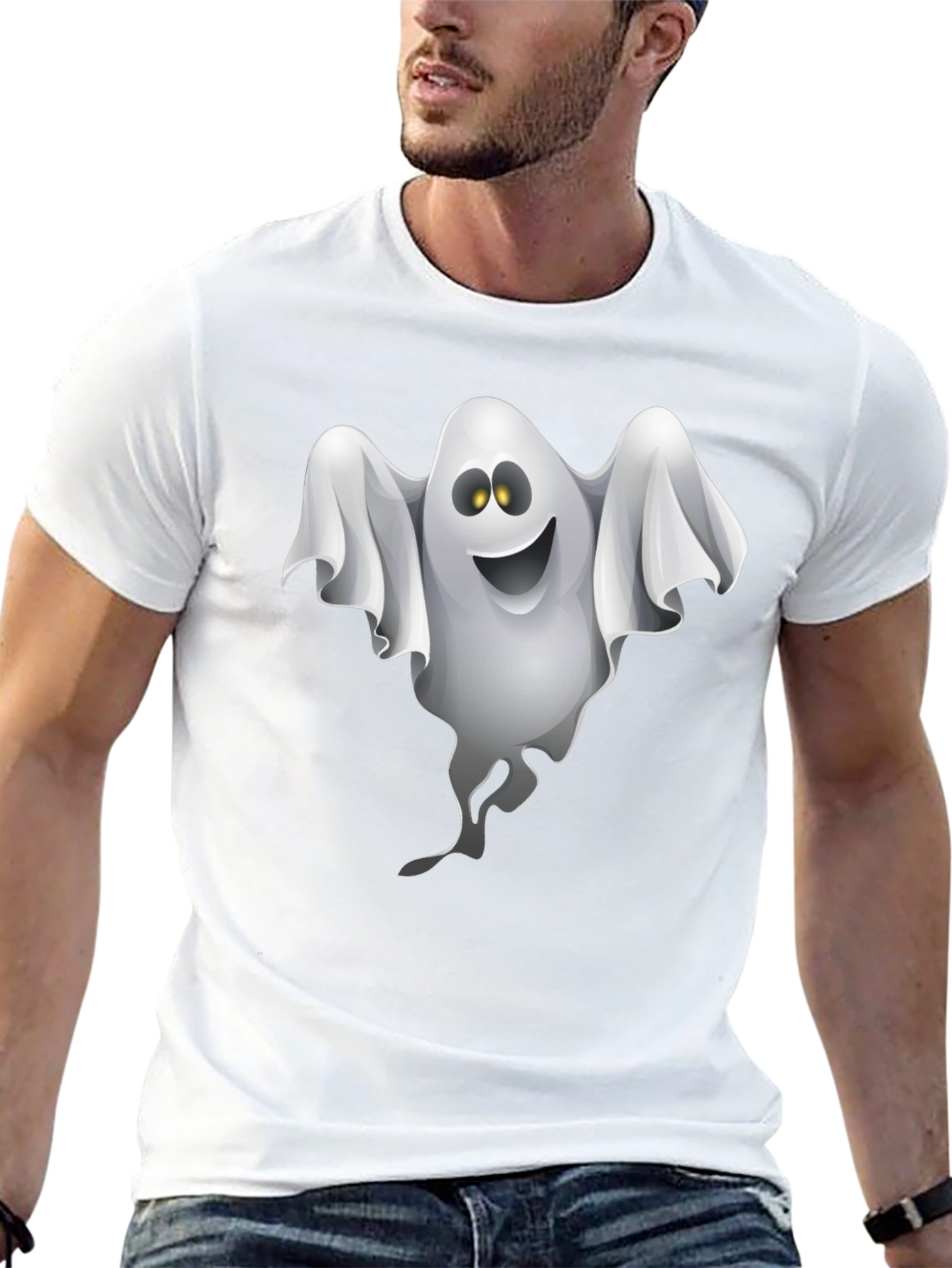 Ghost Graphic Black T-Shirt - Halloween Fun!