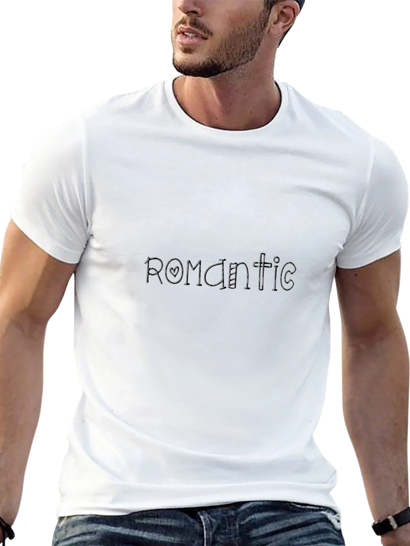 Romantic Graphic Print Mens Black T-Shirt