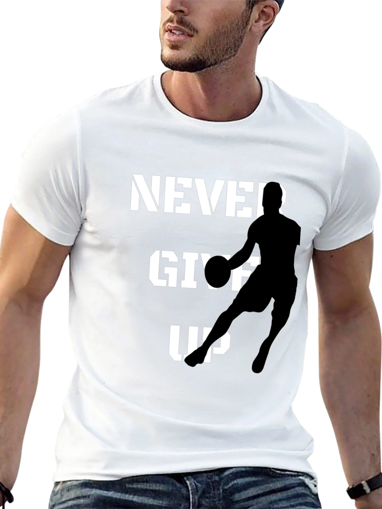 Never Give Up Basketball Graphic Tee - Black