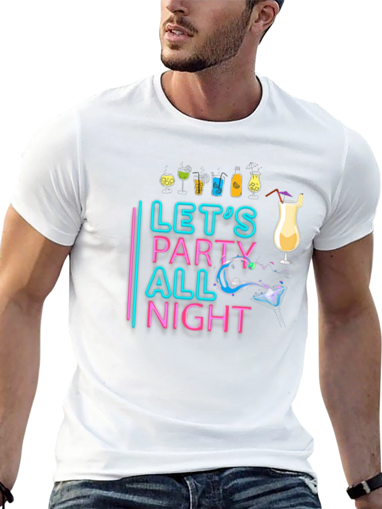 Lets Party All Night Black T-Shirt