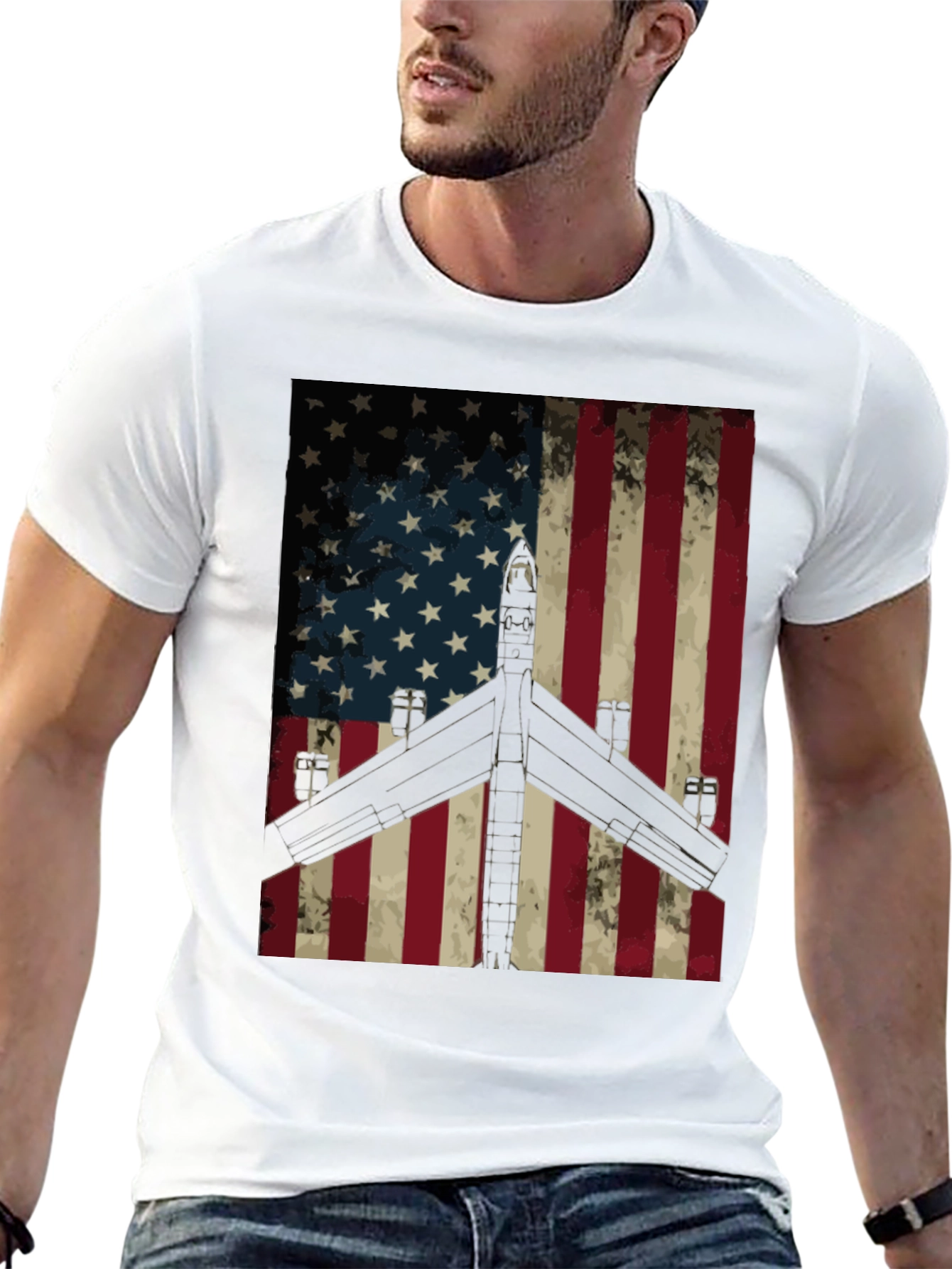 American Flag Plane T-Shirt - Patriotic Design
