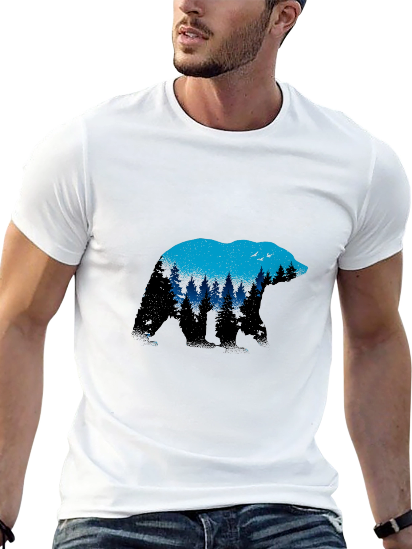 Bear Silhouette Nature Graphic T-Shirt