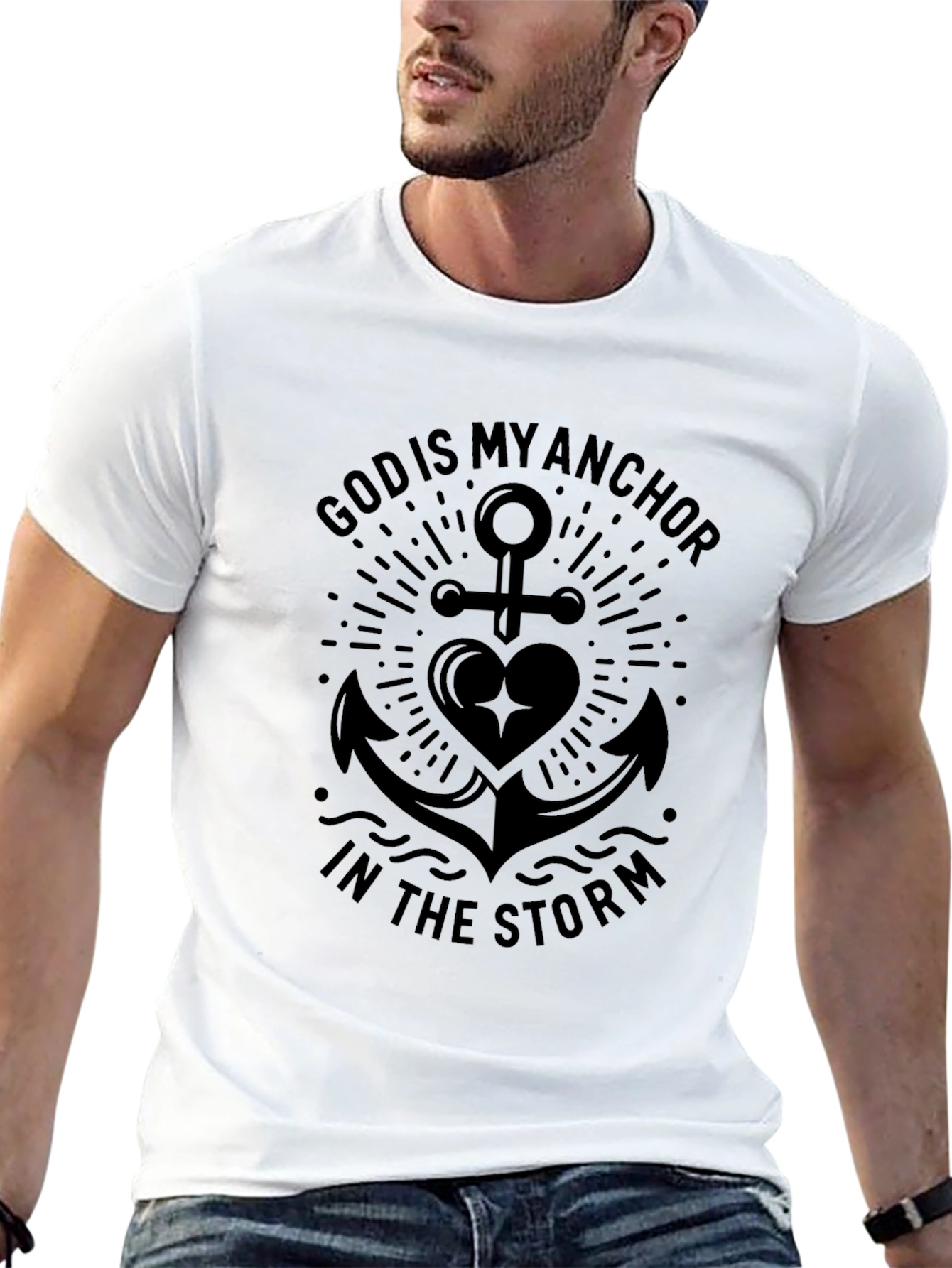 God is My Anchor Graphic Tee - Black