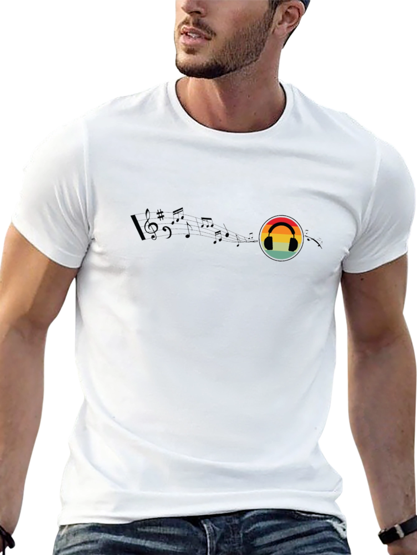 Music Lover Retro Headphone Tee