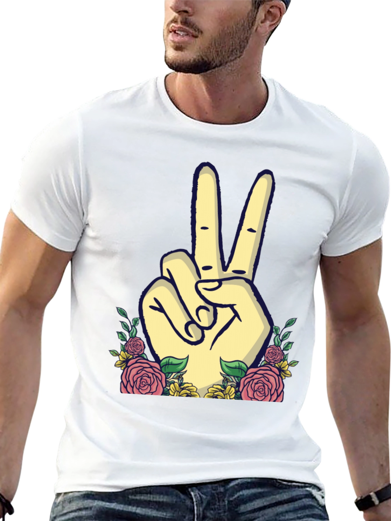 Peace Sign Floral Graphic T-Shirt