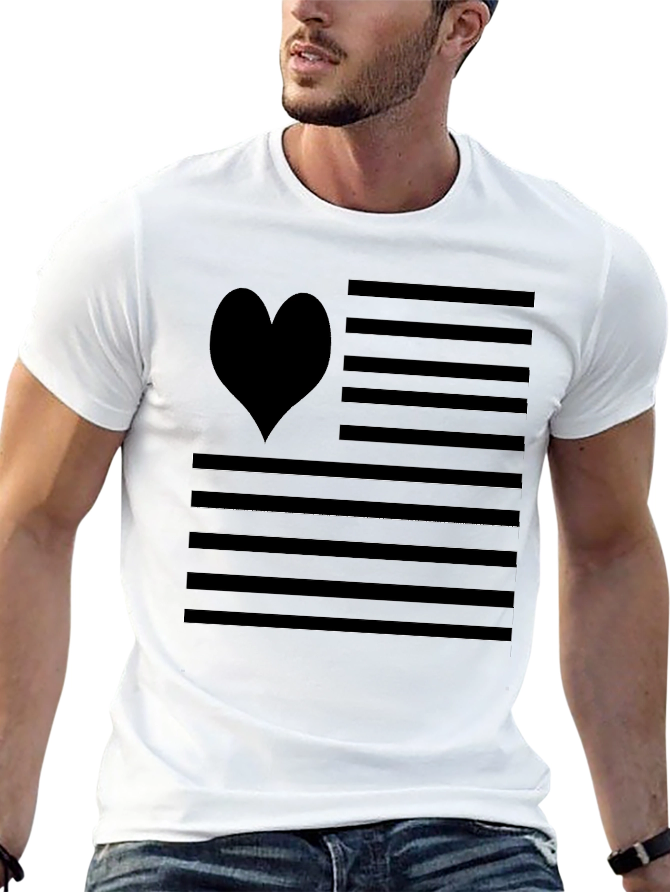 Heart Flag Graphic Tee - Patriotic Love T-Shirt