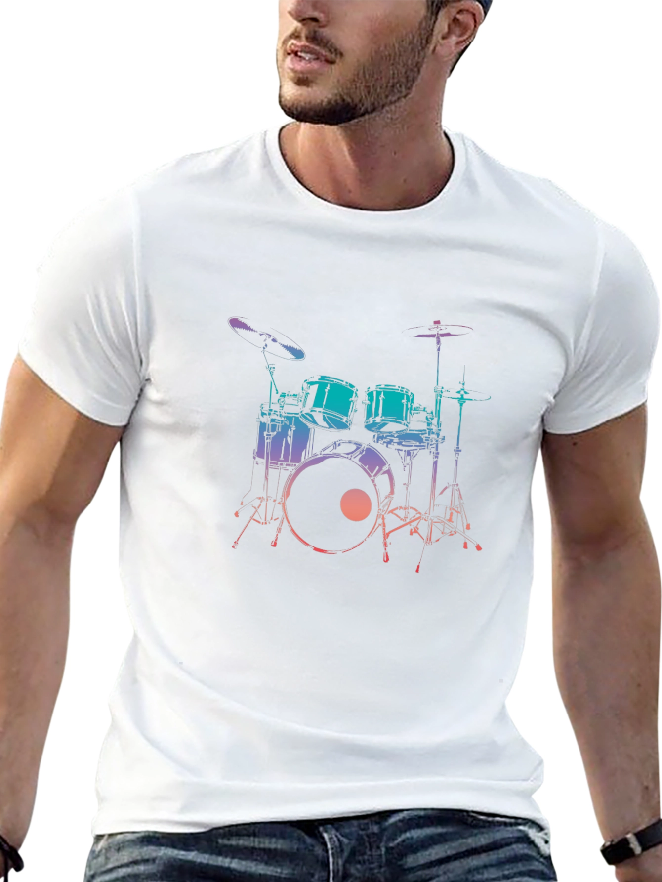 Drum Set Graphic Tee - Music Lover T-Shirt