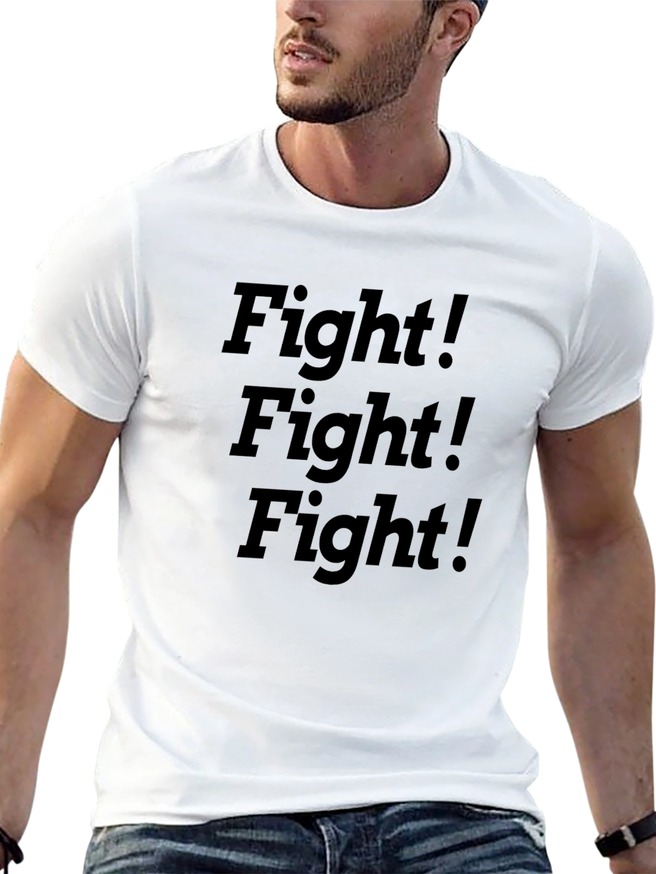 Fight! Graphic Tee - Bold Black Cotton T-Shirt