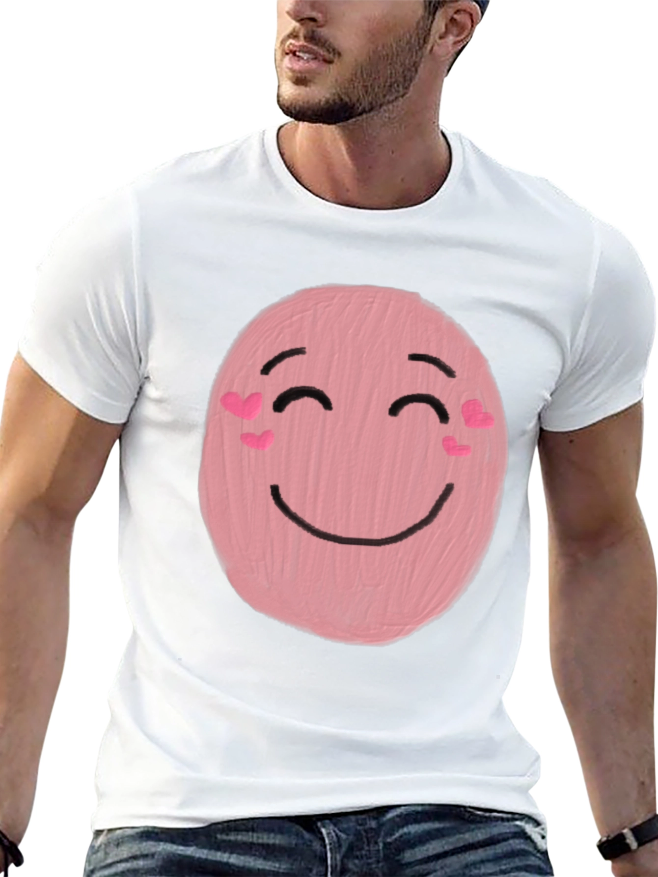 Cute Pink Emoji Graphic Tee - Happy Face T-Shirt