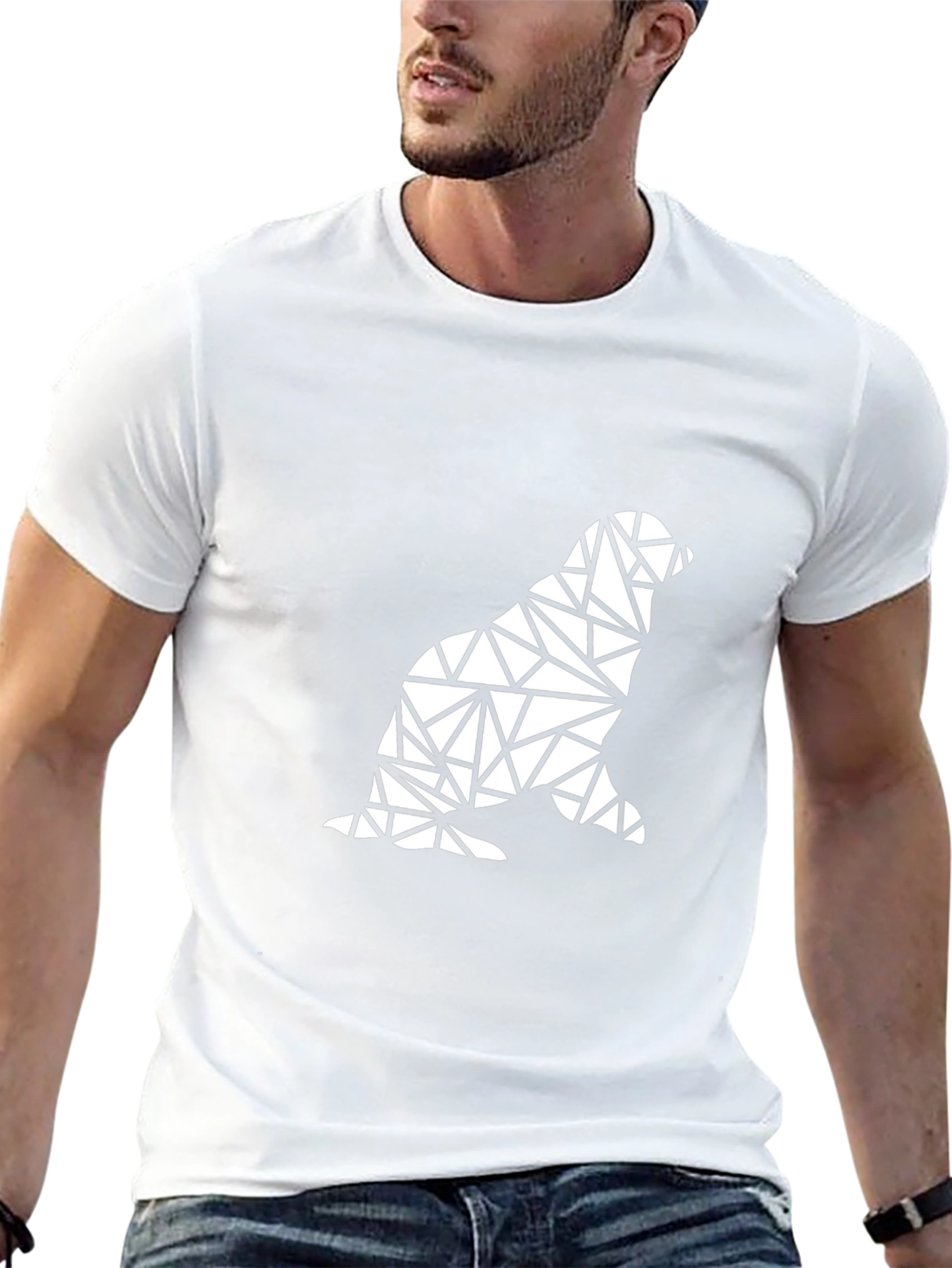 Geometric Seal Graphic Tee - Black Cotton Blend