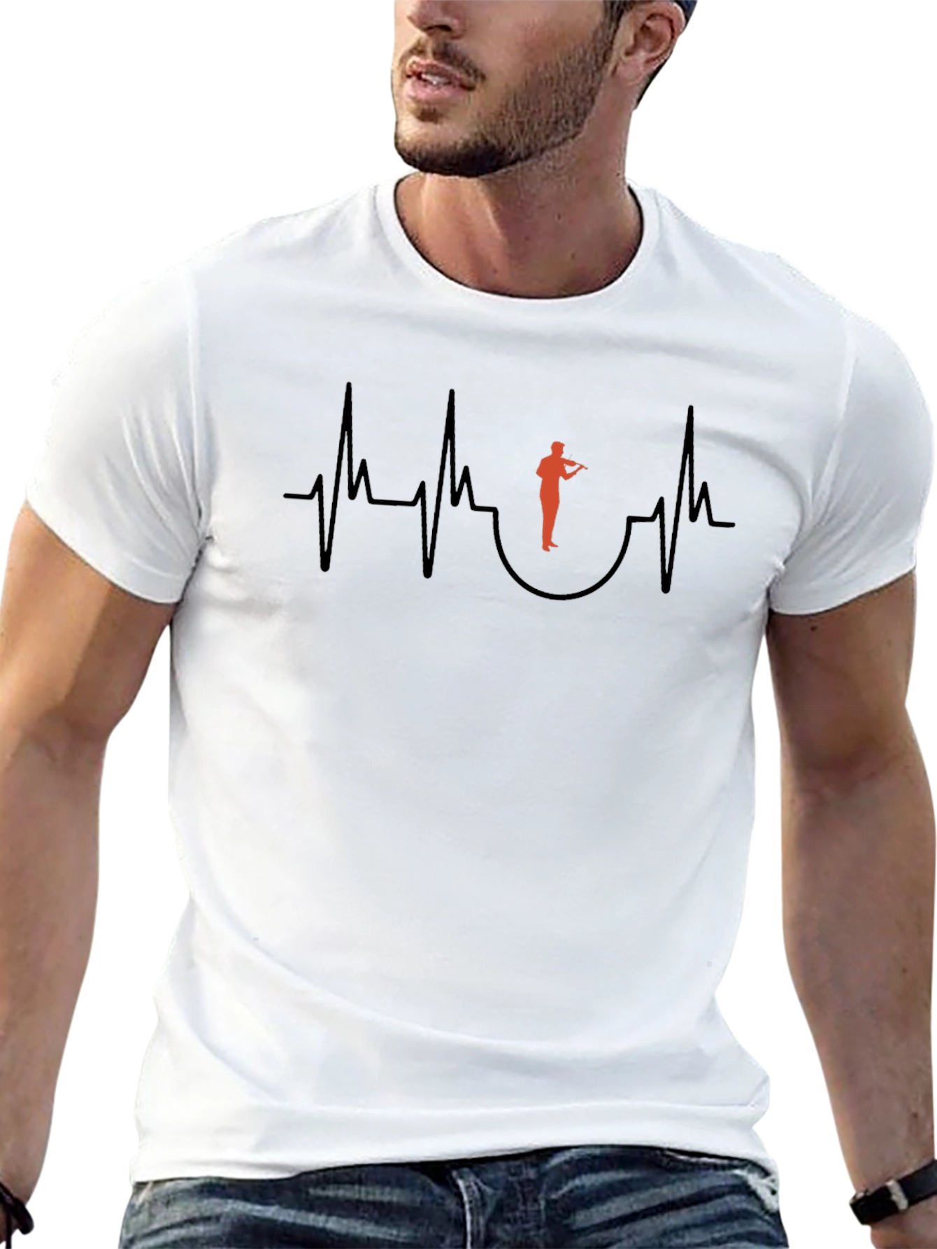 Violinist Heartbeat Graphic Tee - Music Lover Shirt