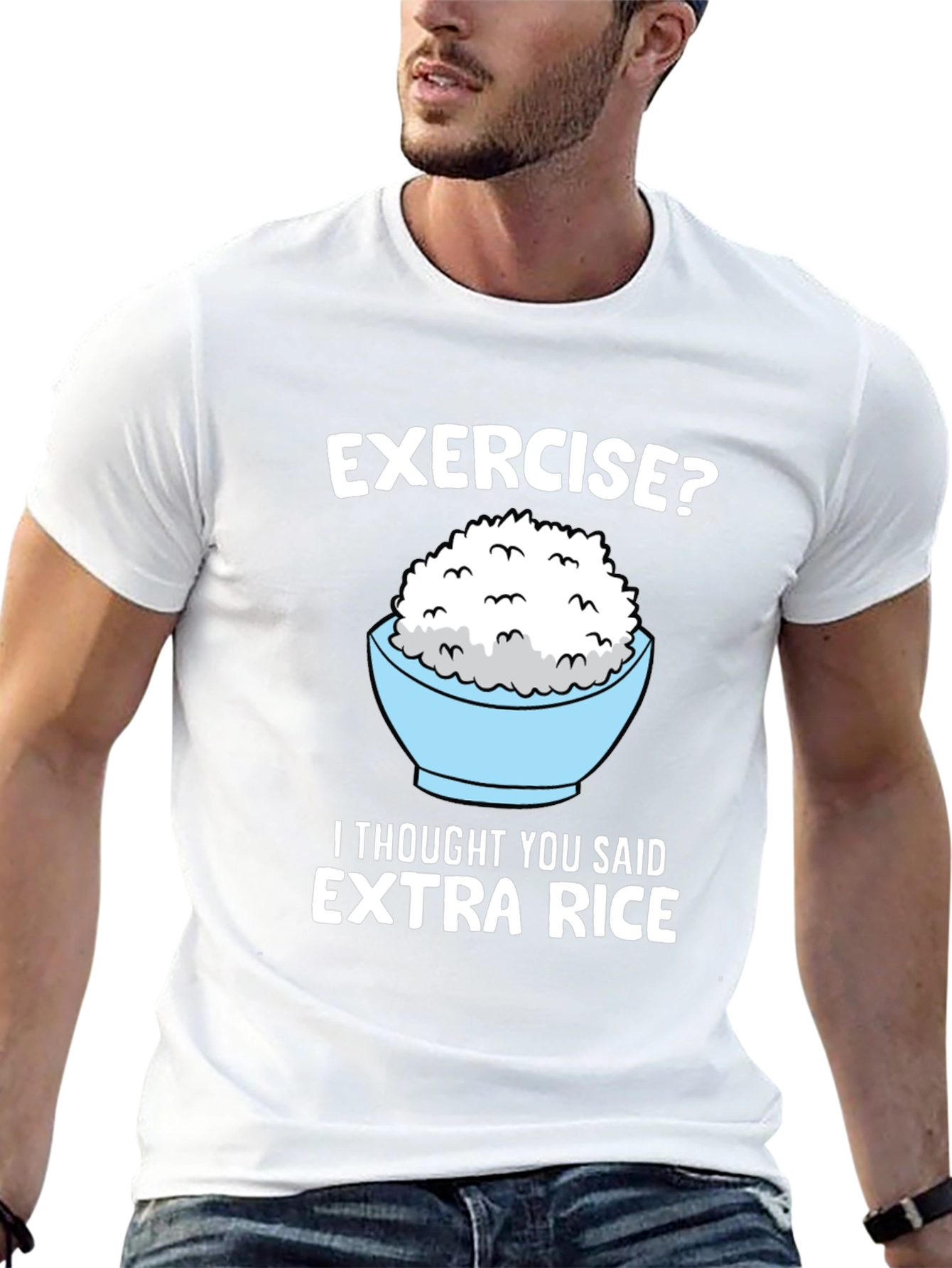 Exercise? Extra Rice Funny Graphic Tee