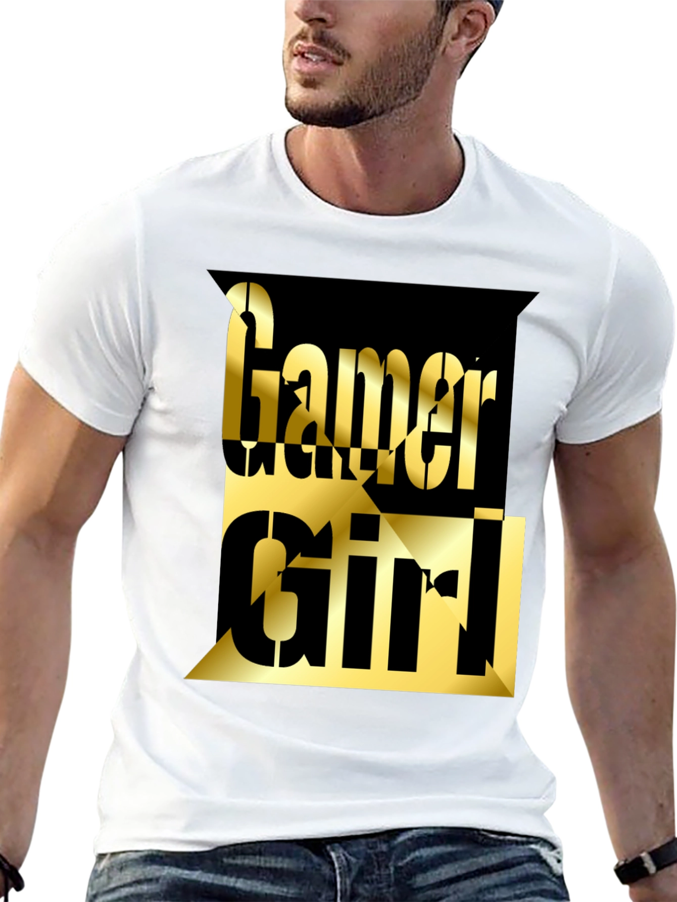 Gamer Girl Tee - Gold Lettering on Black