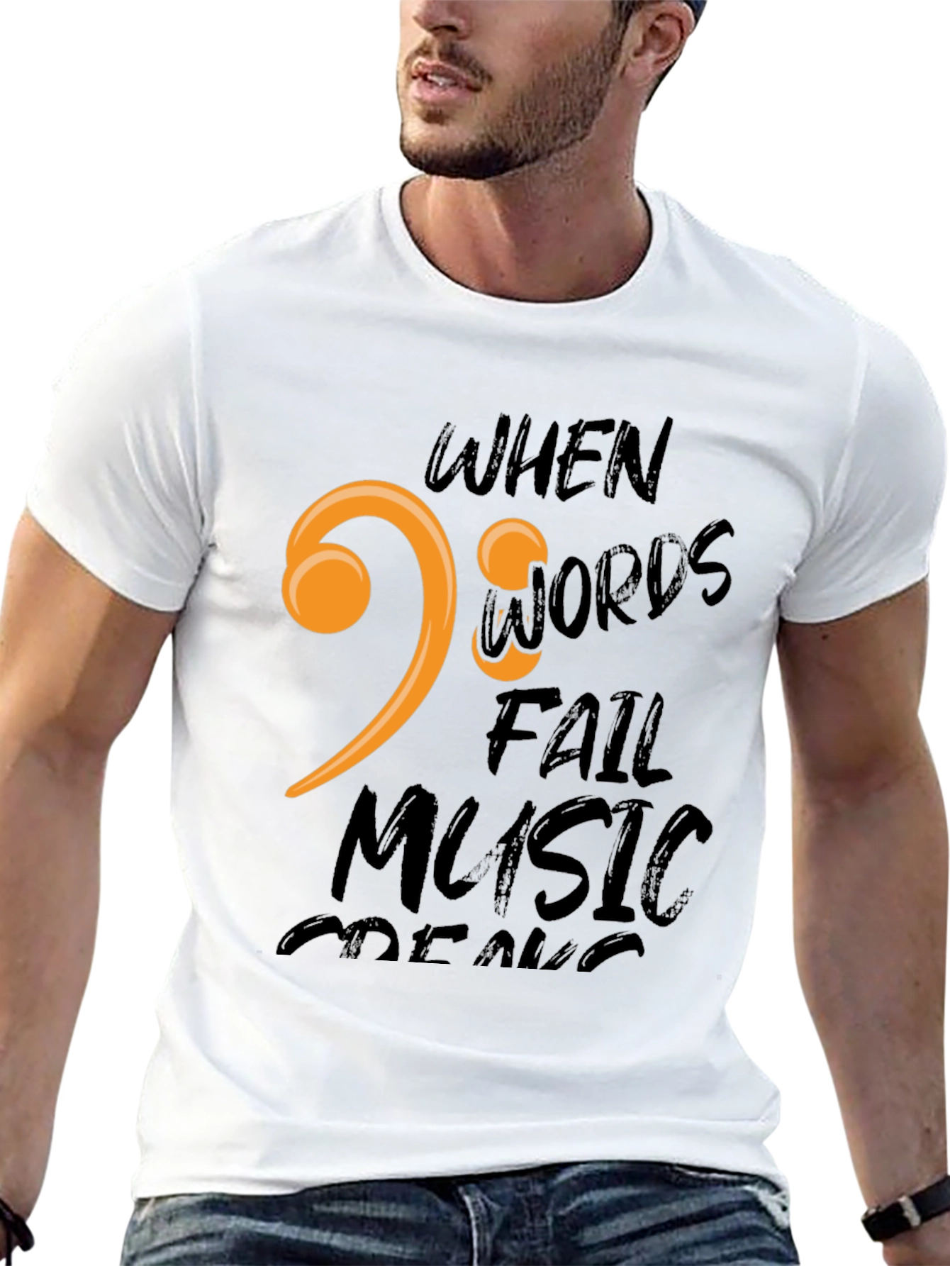 When Words Fail Music Speaks Black T-Shirt