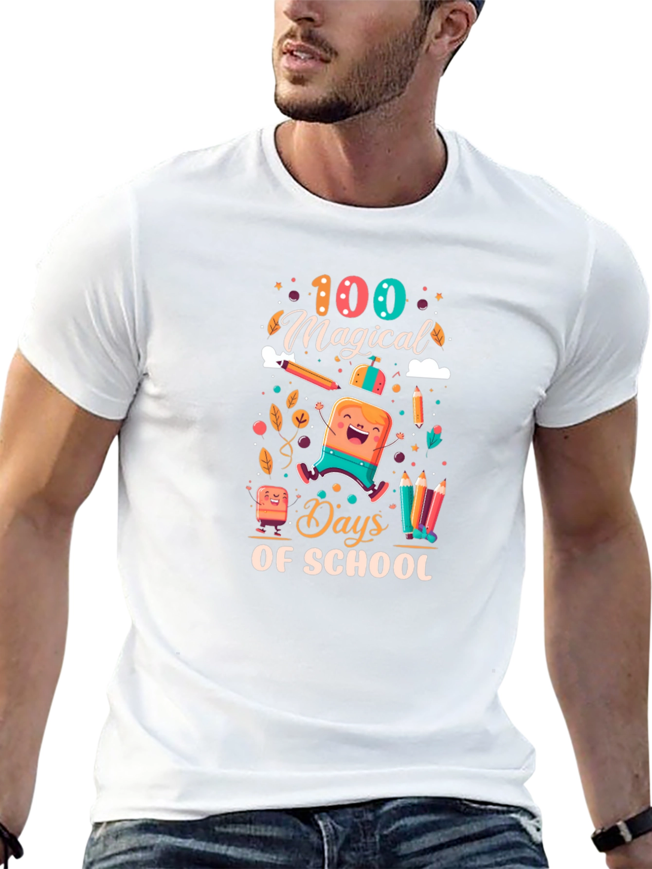 100 Magical Days of School Black T-Shirt