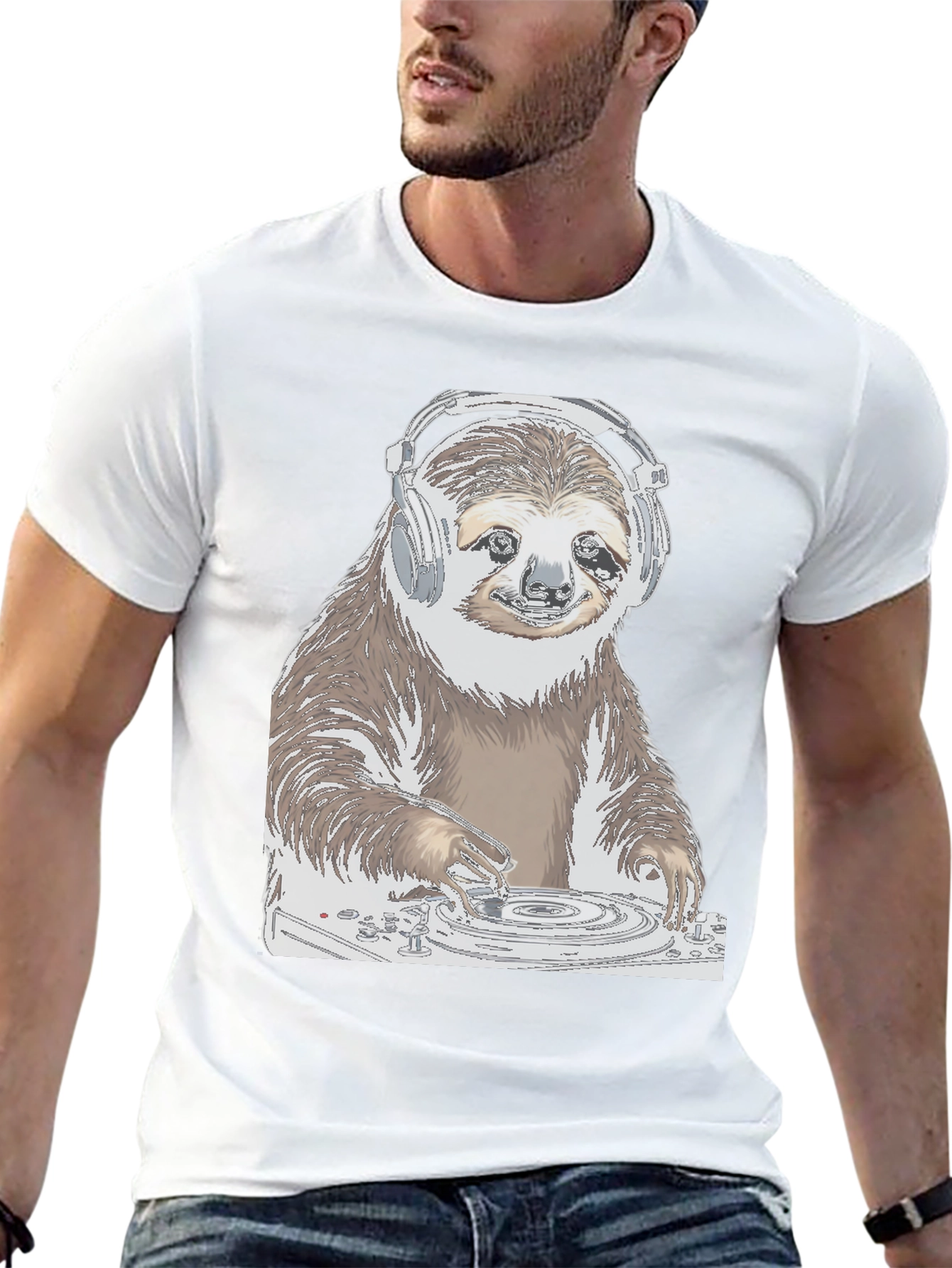 DJ Sloth Graphic Tee - Cool & Unique Design