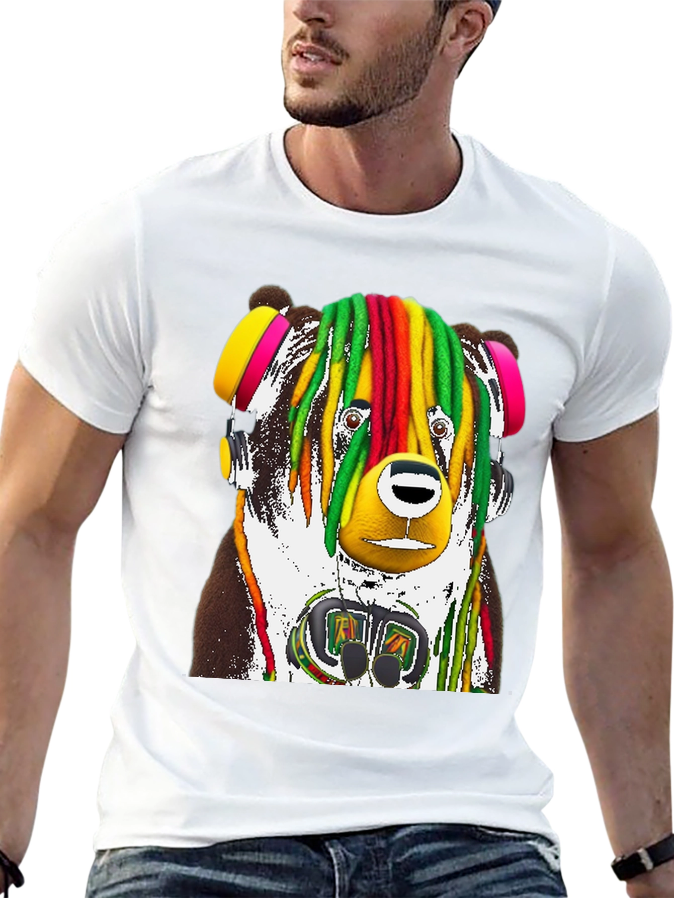 Rasta Bear Graphic Tee - Unique Design