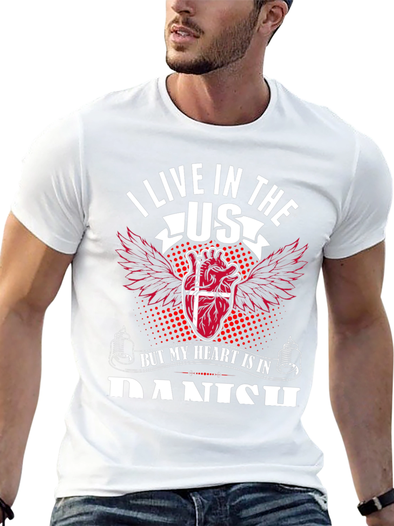 Danish Heart T-Shirt: I Live in the US