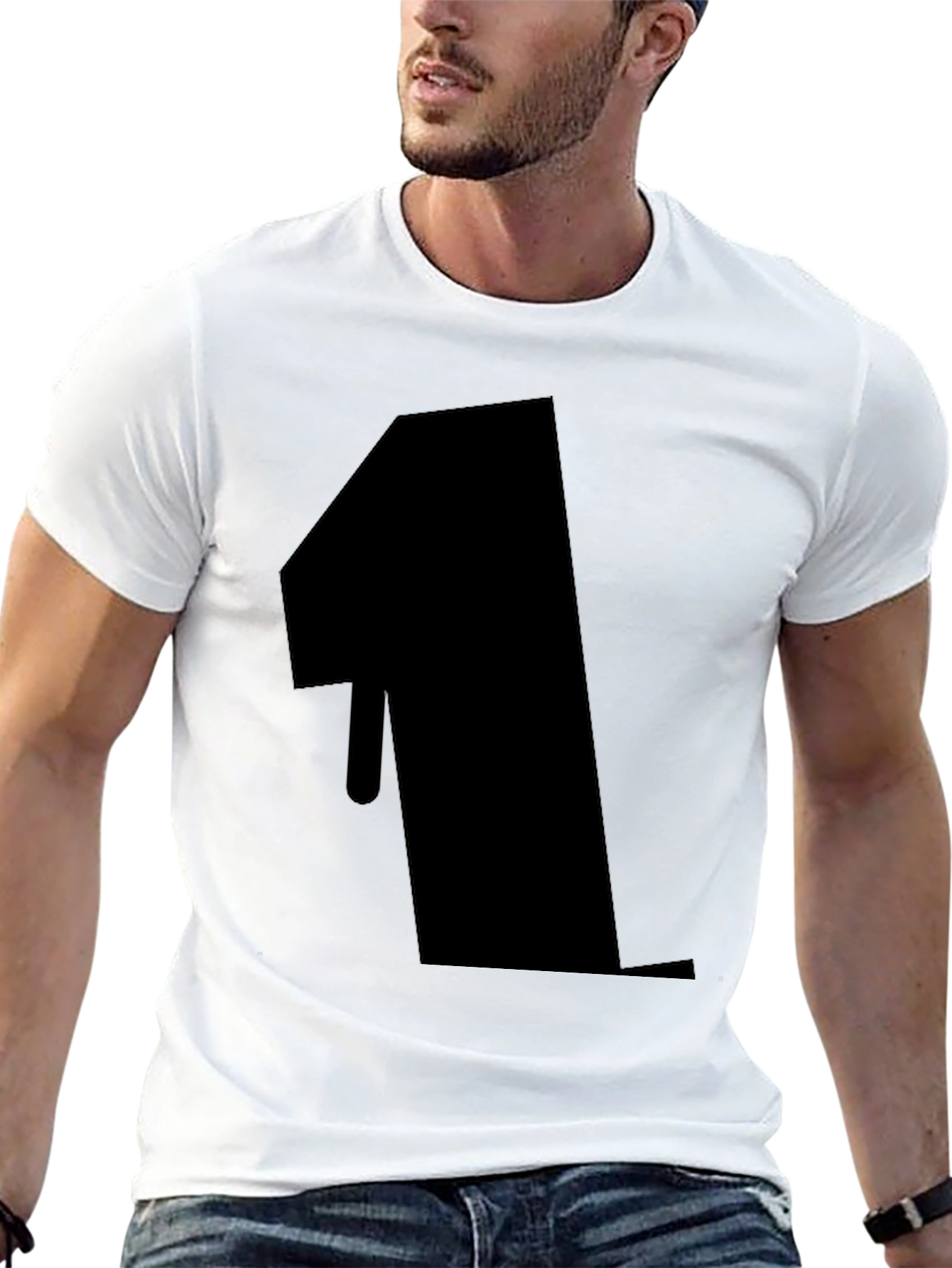 Bold Number 1 Graphic Tee - Black Cotton Blend