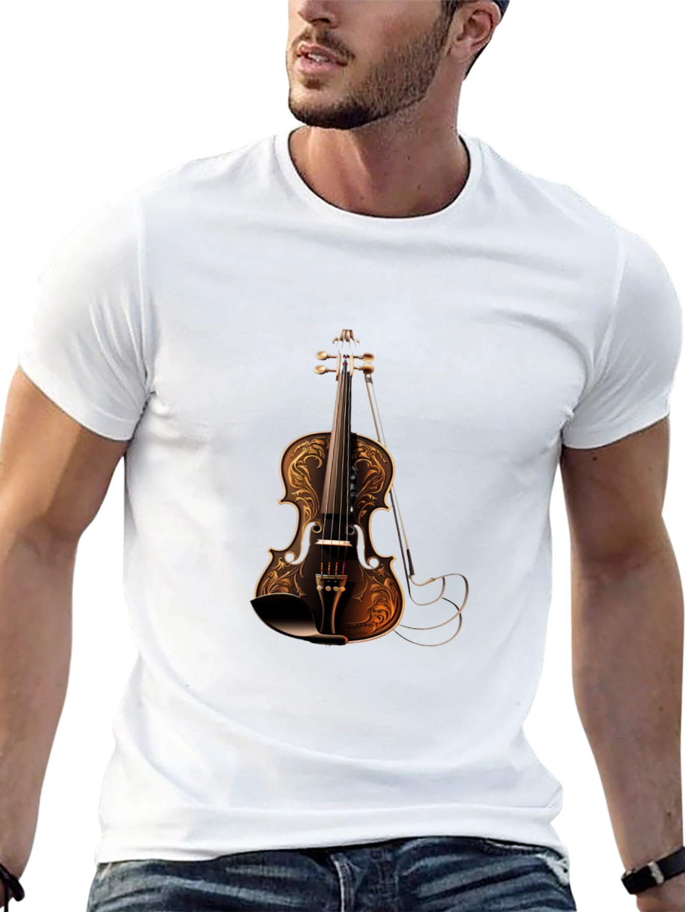 Violin Graphic Black T-Shirt | Stylish Music Tee
