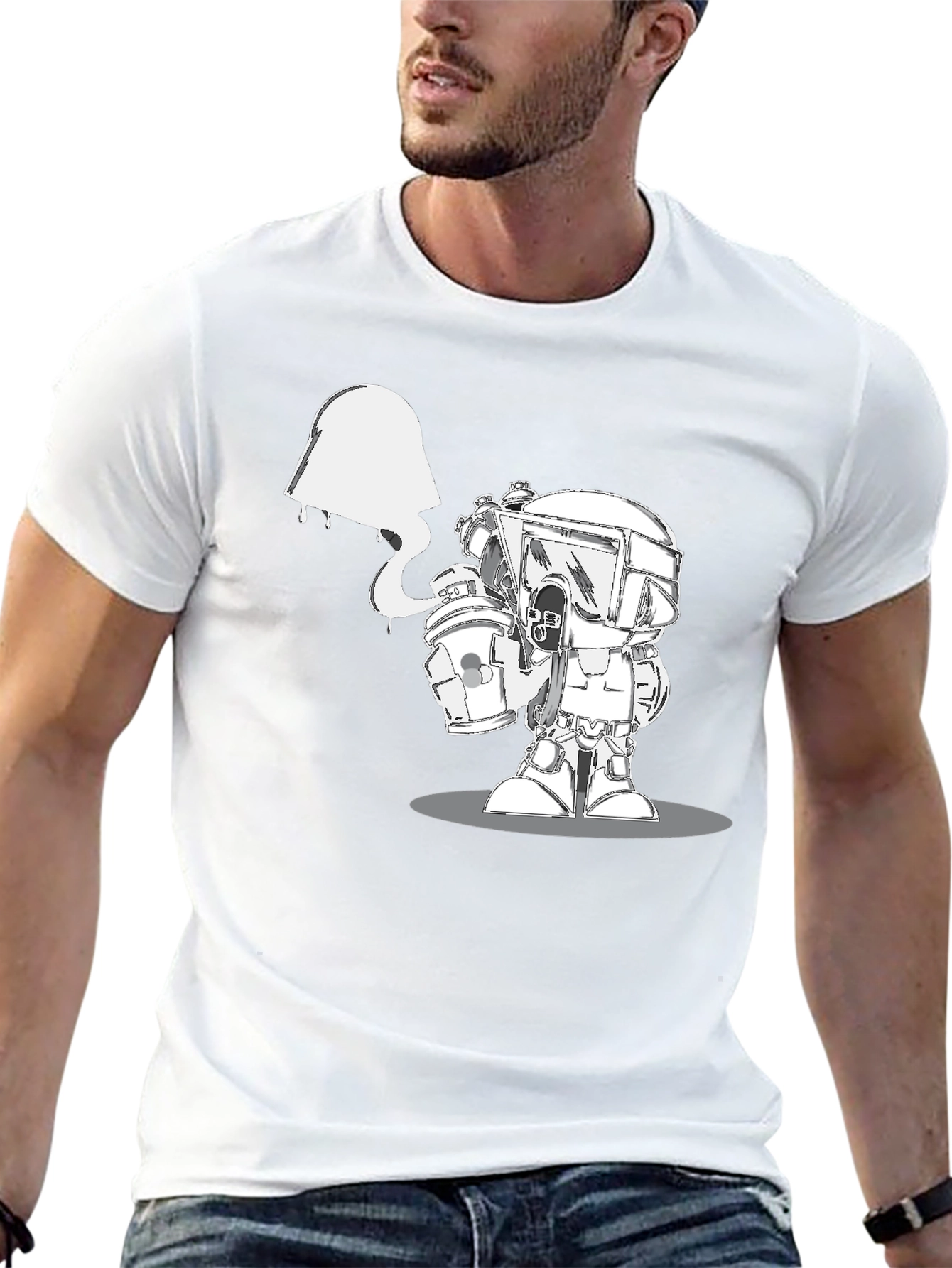 Unique Graphic Print Black Cotton Blend T-Shirt