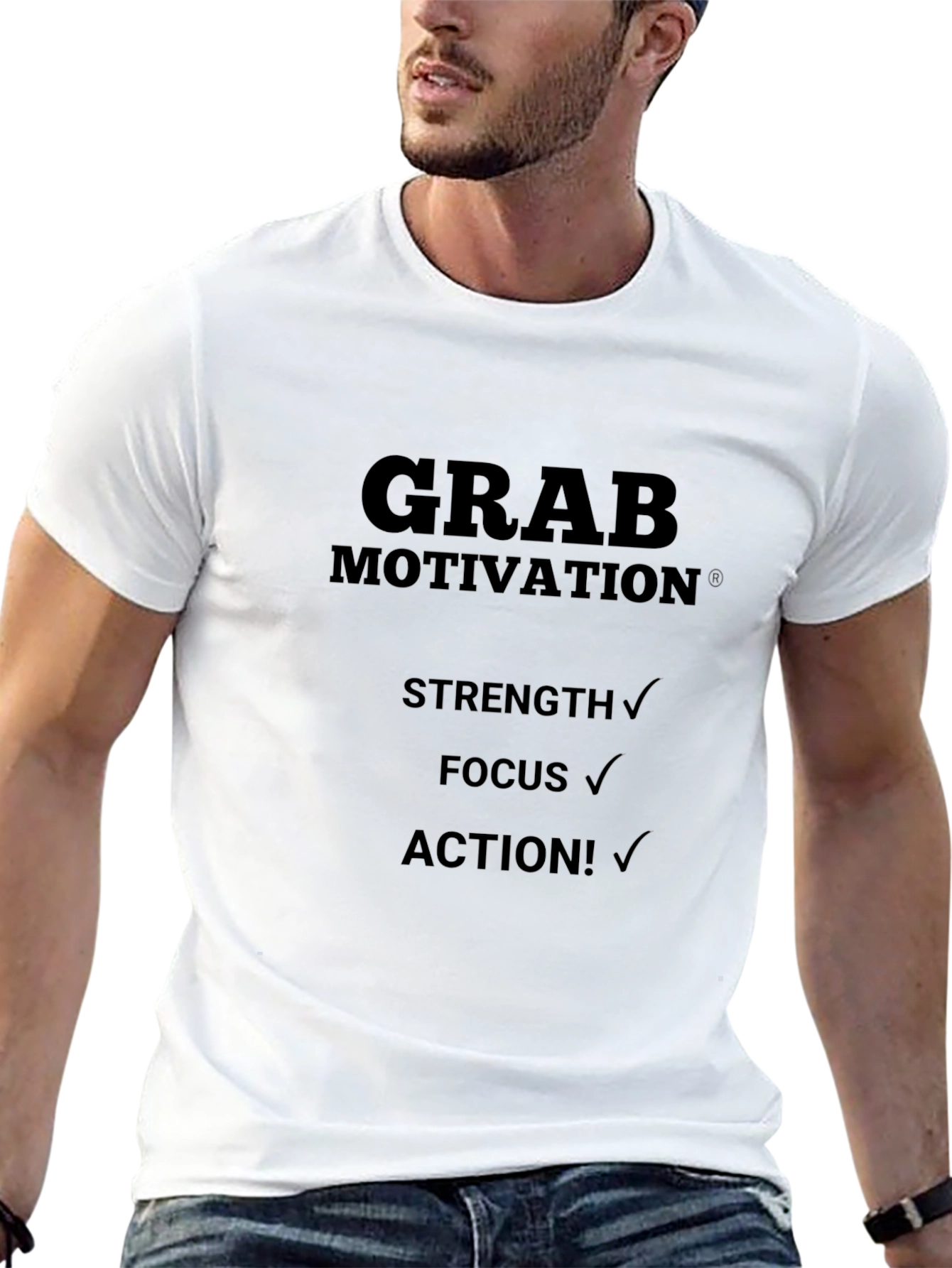 Grab Motivation Black T-Shirt: Strength Focus Action!