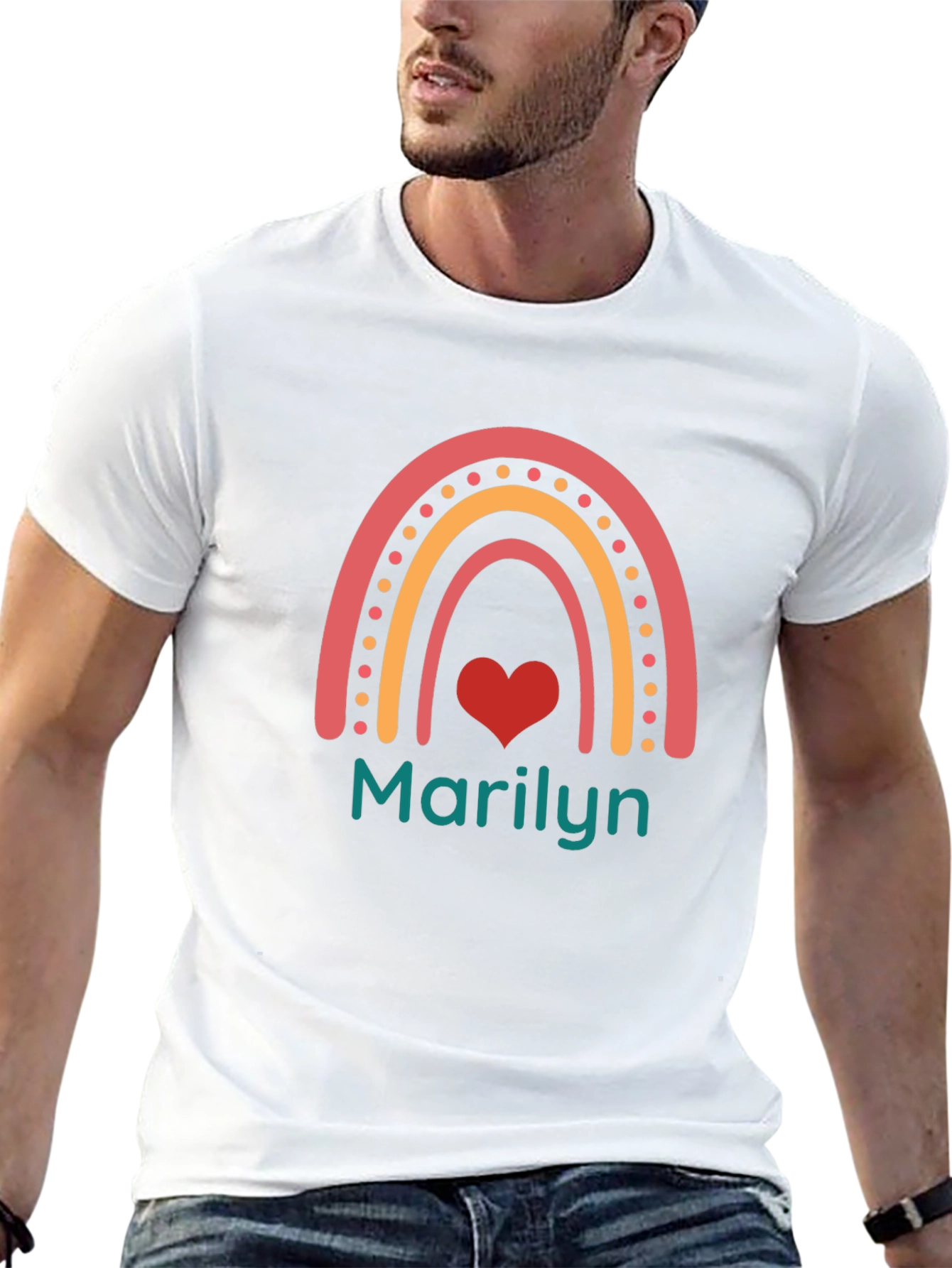 Marilyn Rainbow Heart T-Shirt - Custom Name Tee