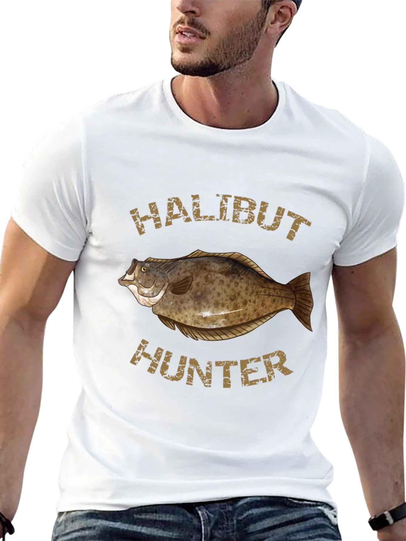 Halibut Hunter Black T-Shirt: Fishing Apparel