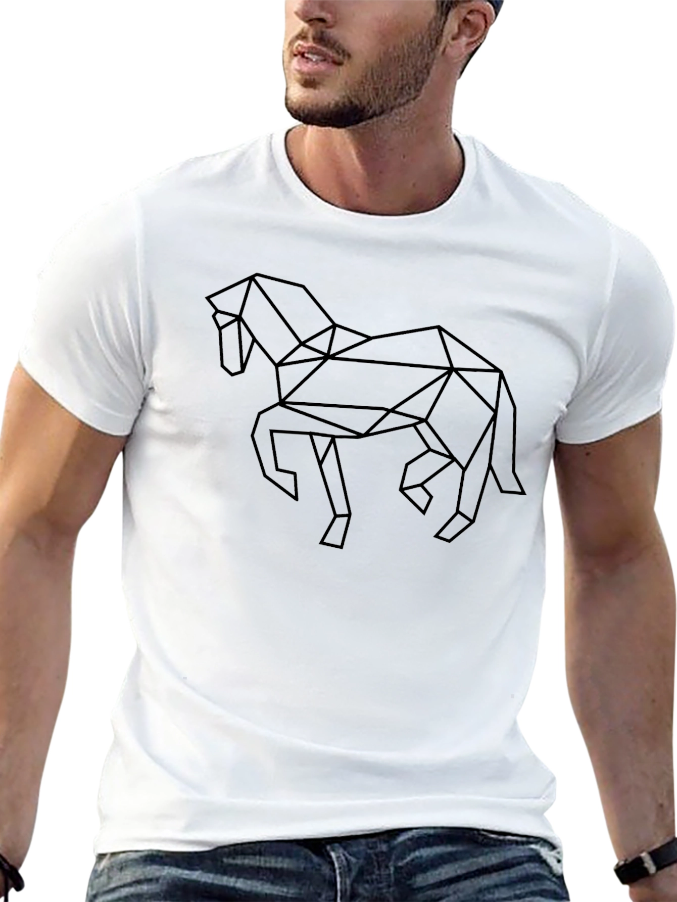 Geometric Horse Graphic Tee - Black