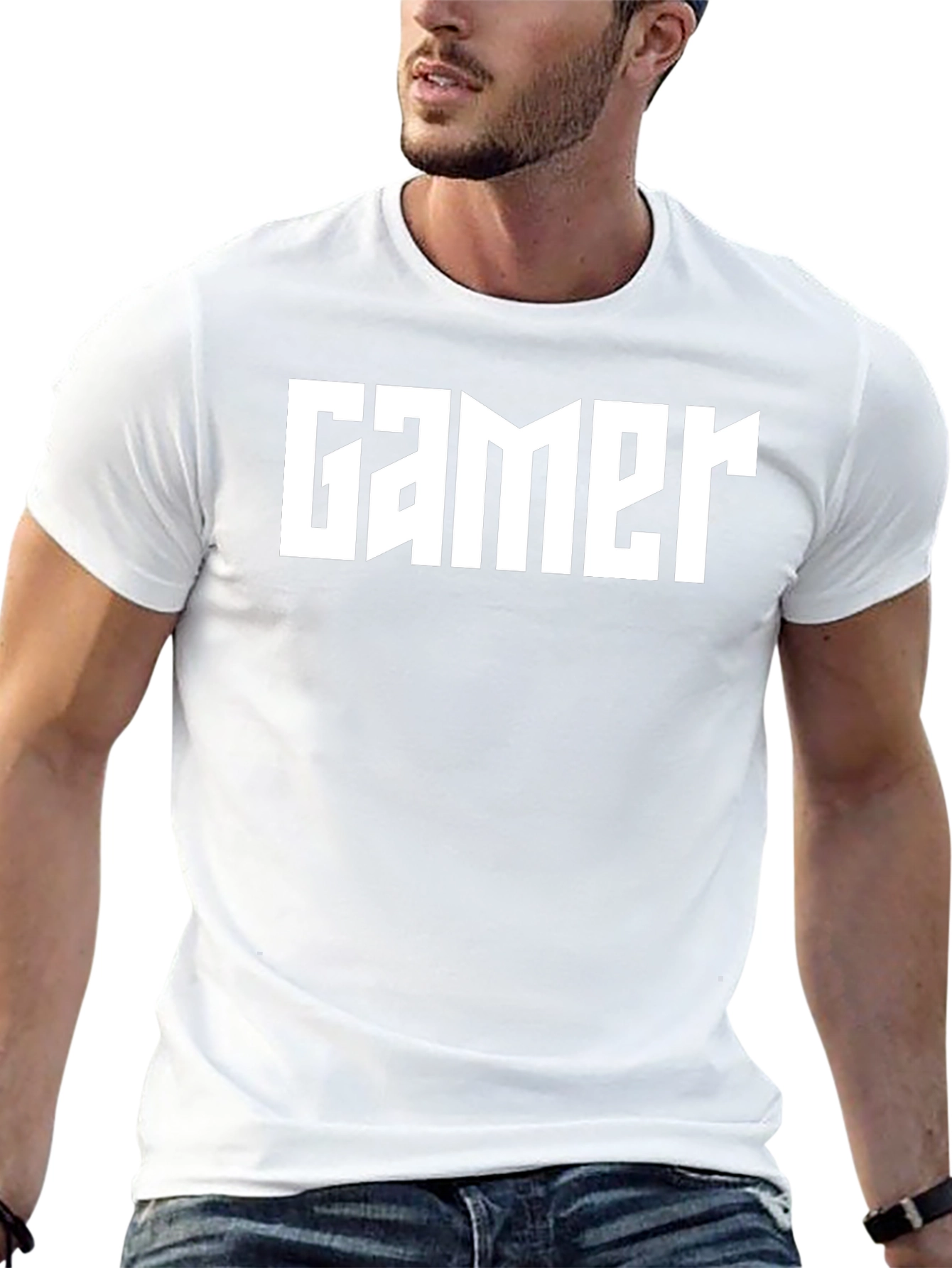 Gamer T-Shirt - Bold White Print on Black Cotton