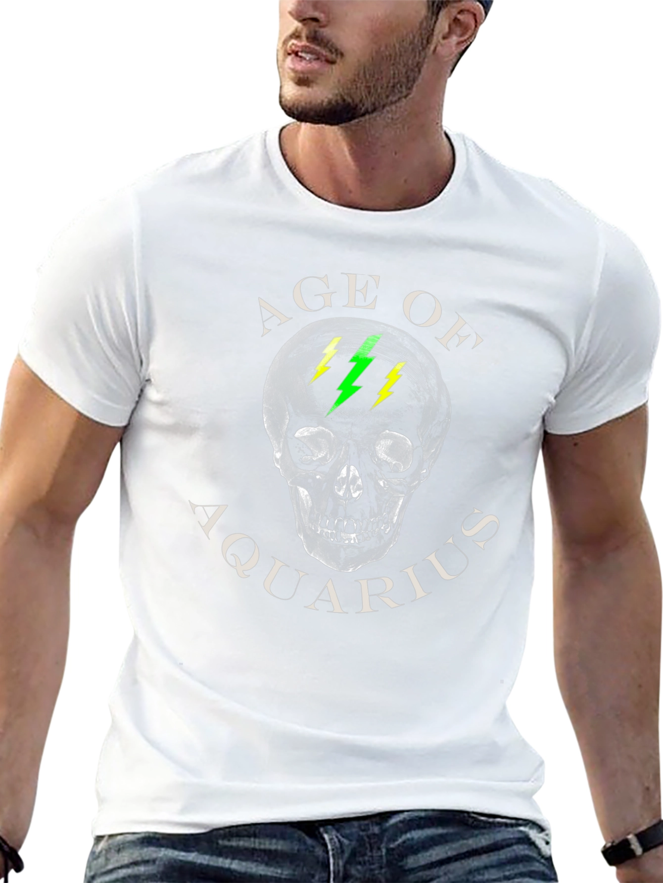 Age of Aquarius Skull Graphic T-Shirt