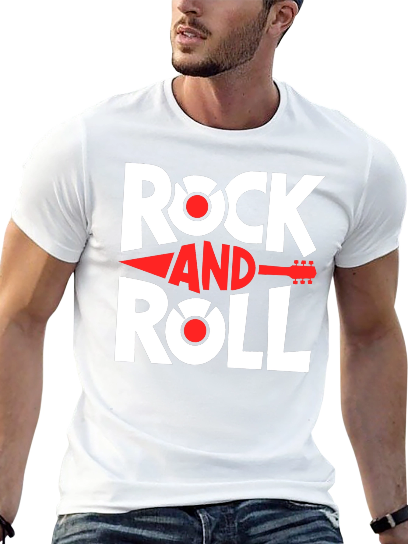 Rock and Roll Graphic Tee - Black Cotton T-Shirt