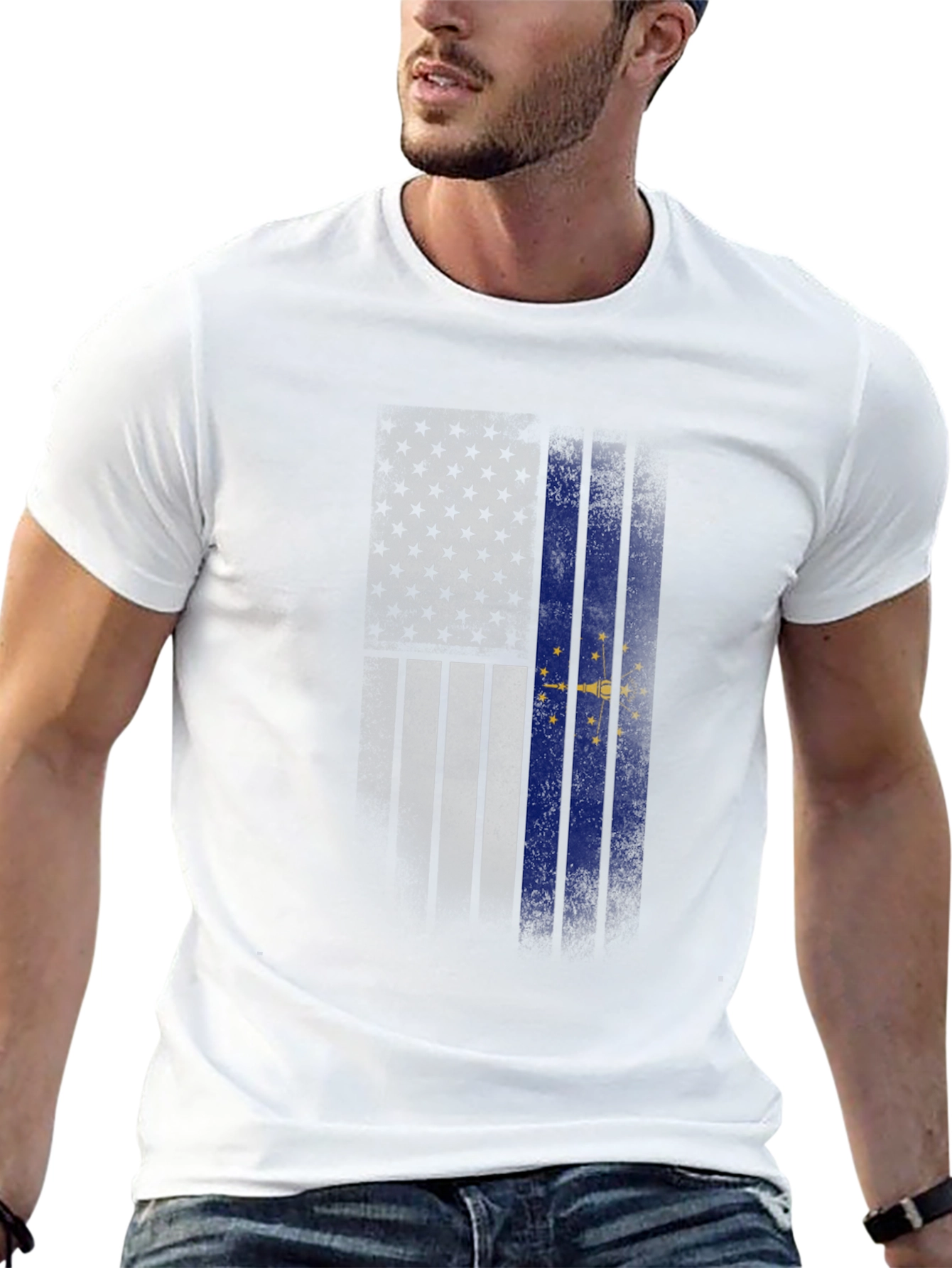 Indiana State Flag Graphic Tee - Black