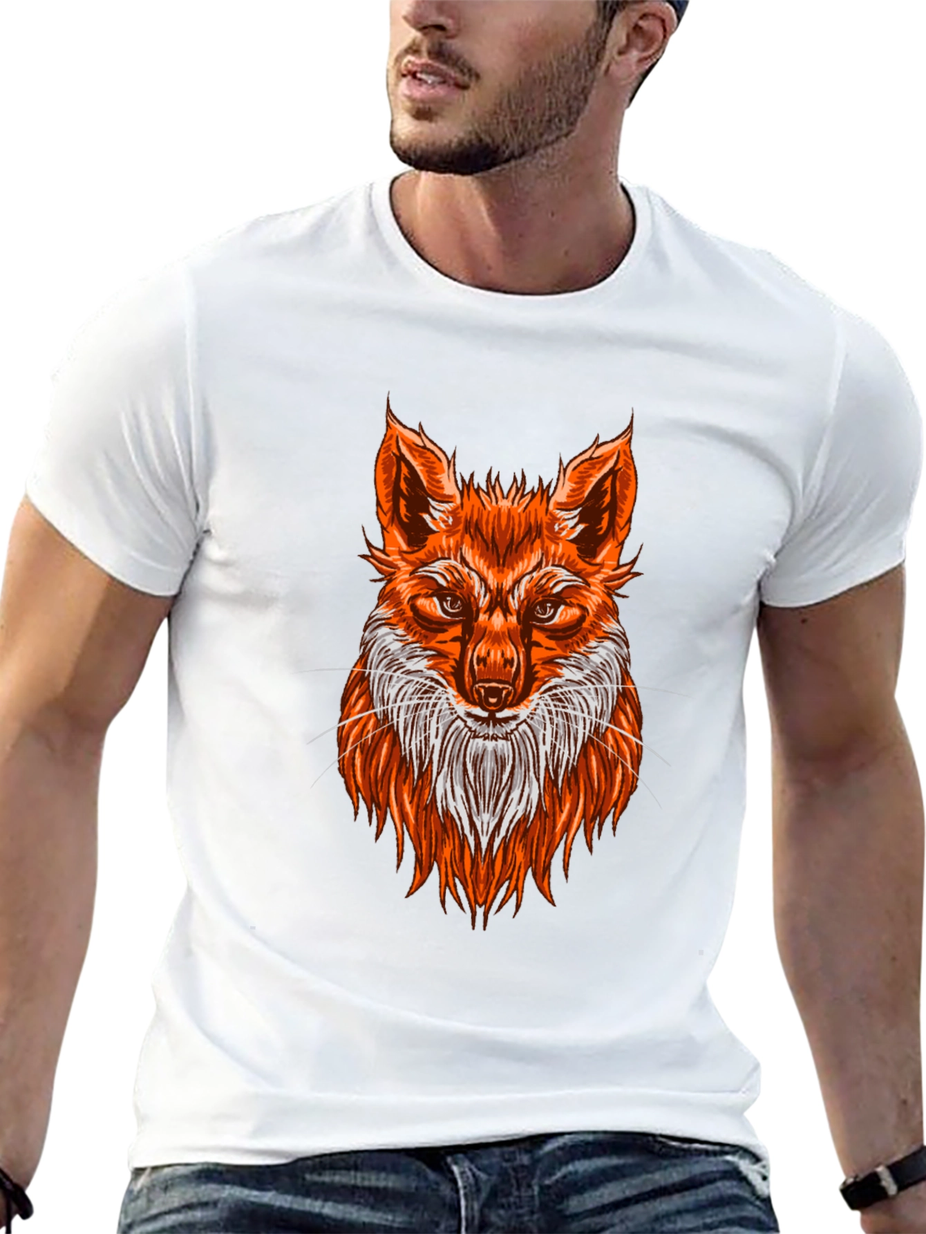 Fox Graphic Print T-Shirt - Black