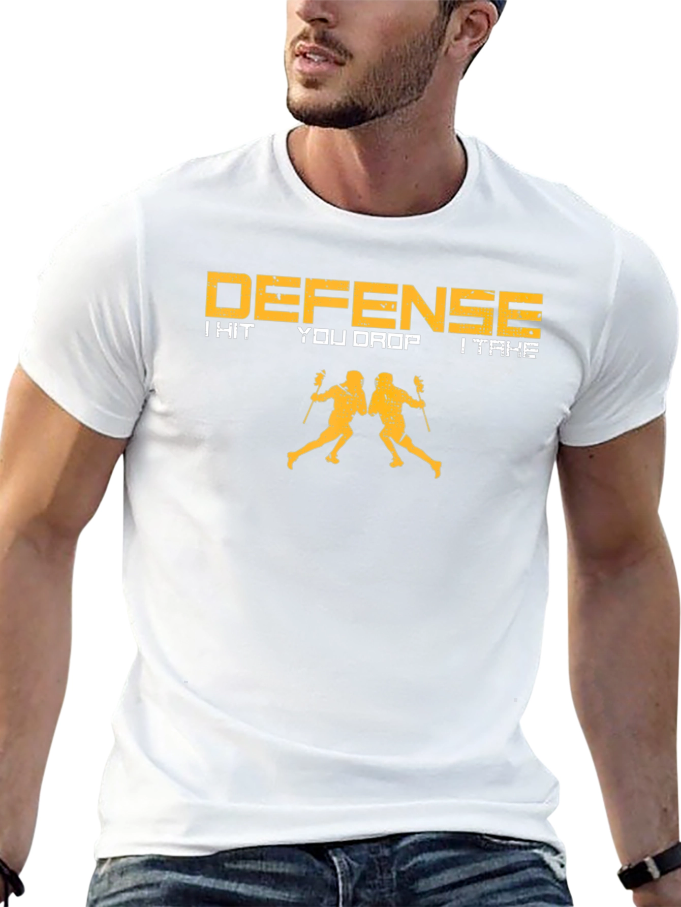 Defense Lacrosse T-Shirt: I Hit You Drop I Take