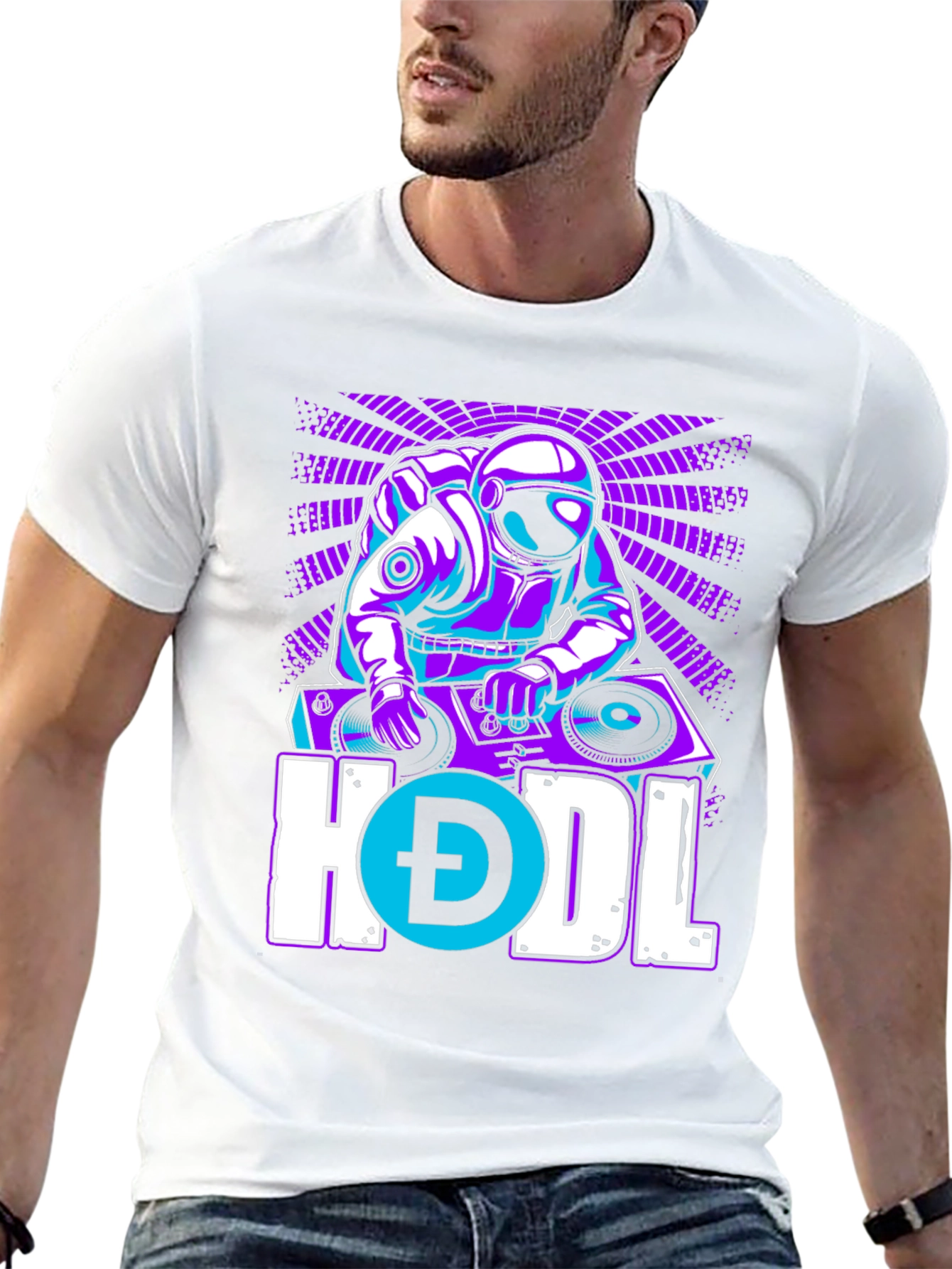 DJ Astronaut HODL Crypto T-Shirt - Trendy Space Rave