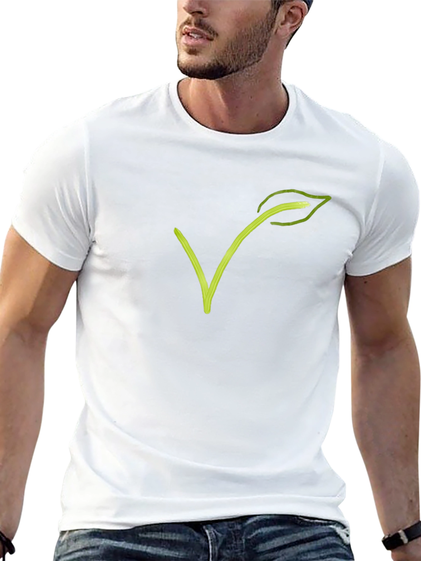 Vegan V Leaf Graphic Tee - Black