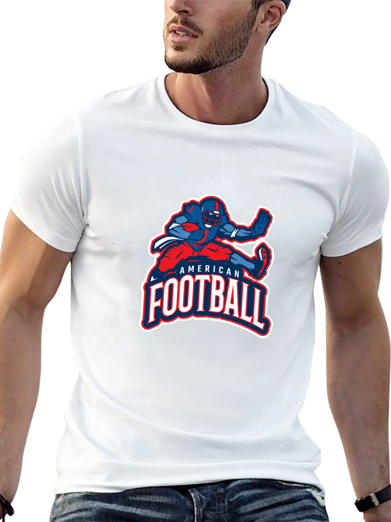 American Football Graphic Print Black T-Shirt