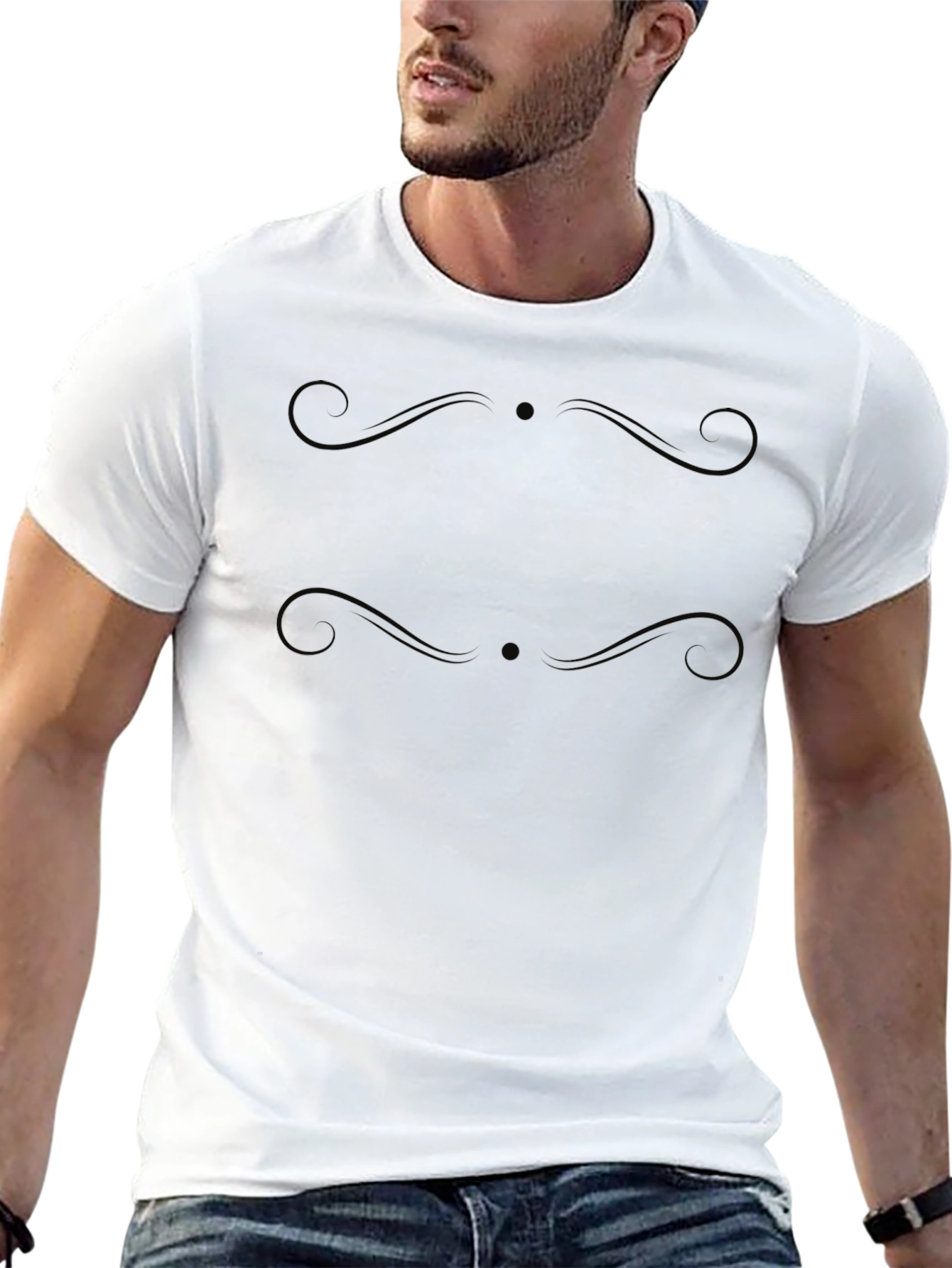 Elegant Swirl Design Black T-Shirt