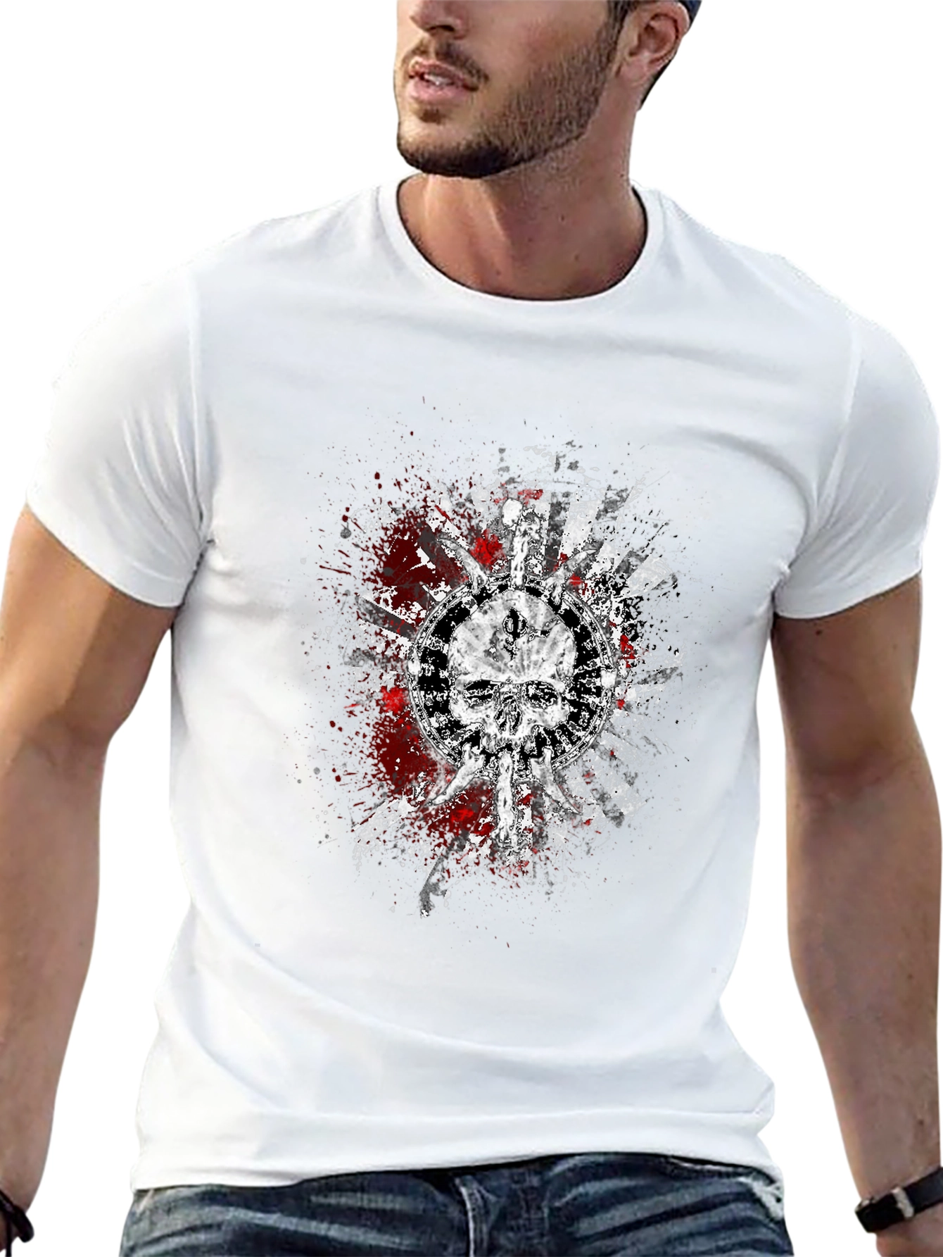 Skull Graphic Print Black T-Shirt