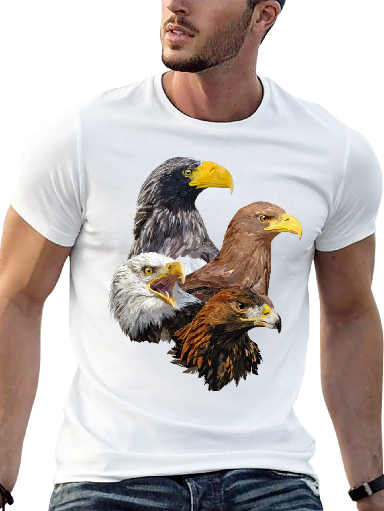 Eagle Heads Graphic Print T-Shirt