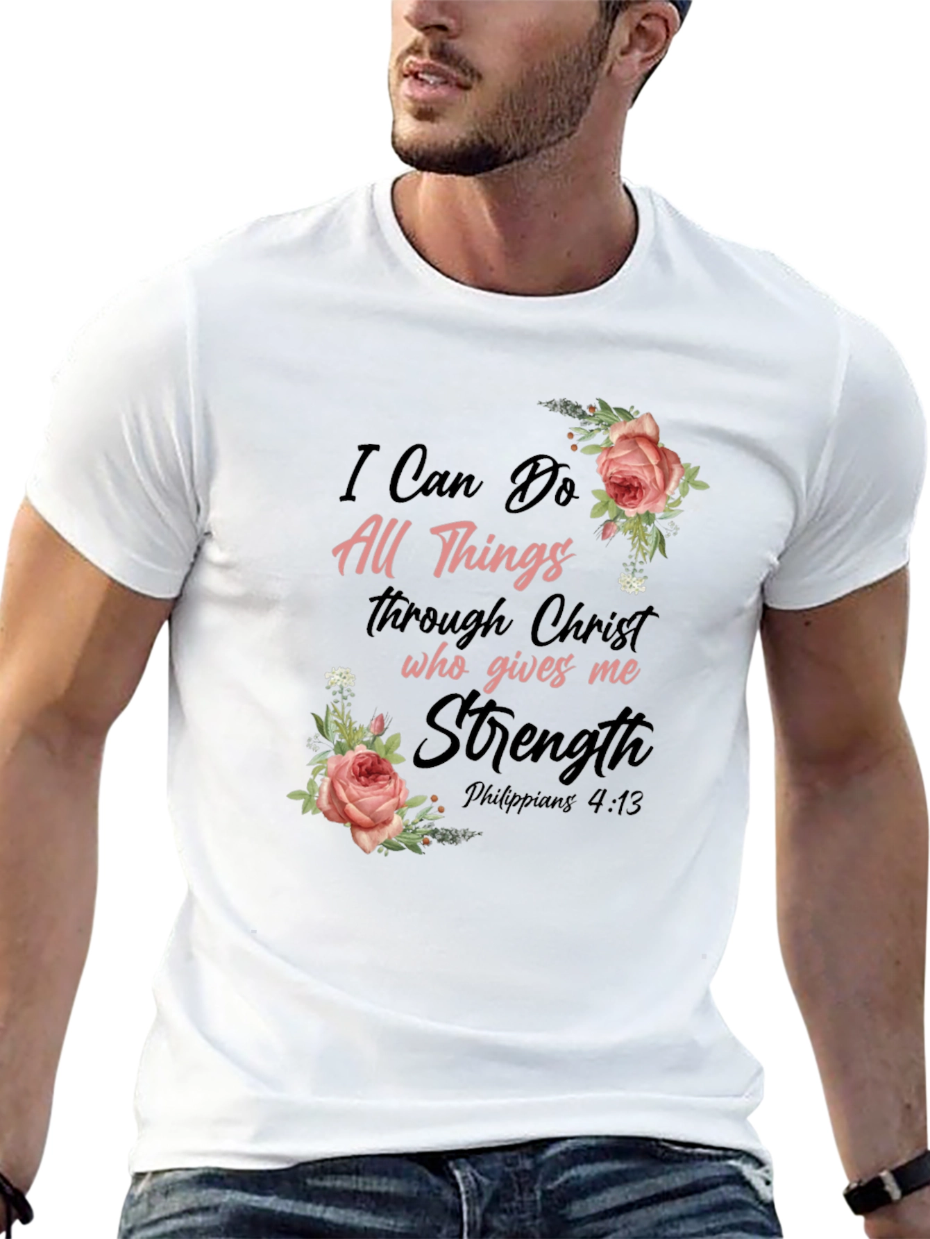 Floral Christian T-Shirt: I Can Do All Things