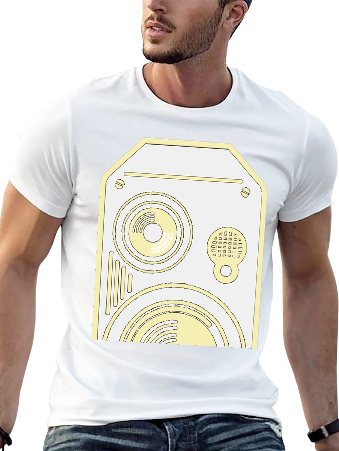 Retro Speaker Graphic Tee - Cool Black Cotton Shirt